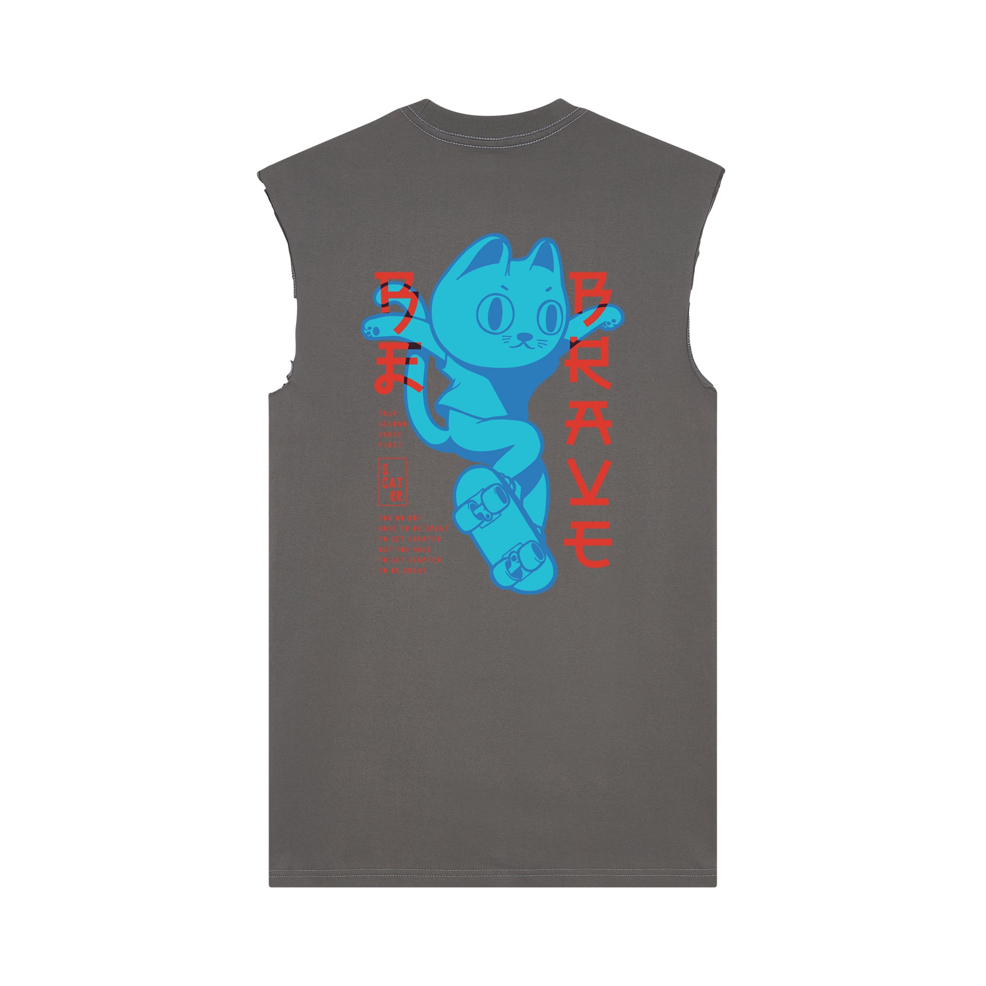 Ao-Neko Muscle Tee — Gray Back | Wear Kazumi