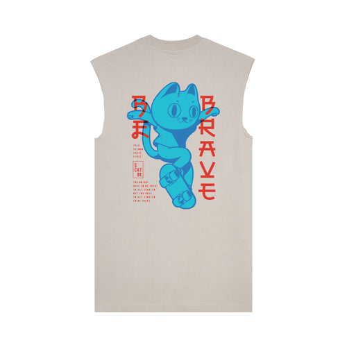 Ao-Neko Muscle Tee — Oat Back | Wear Kazumi
