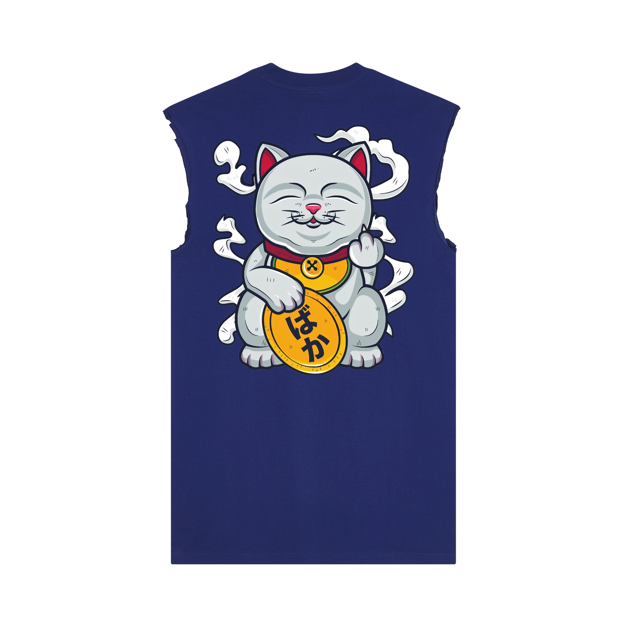 Baka Neko Muscle Tee — Blue Back | Wear Kazumi