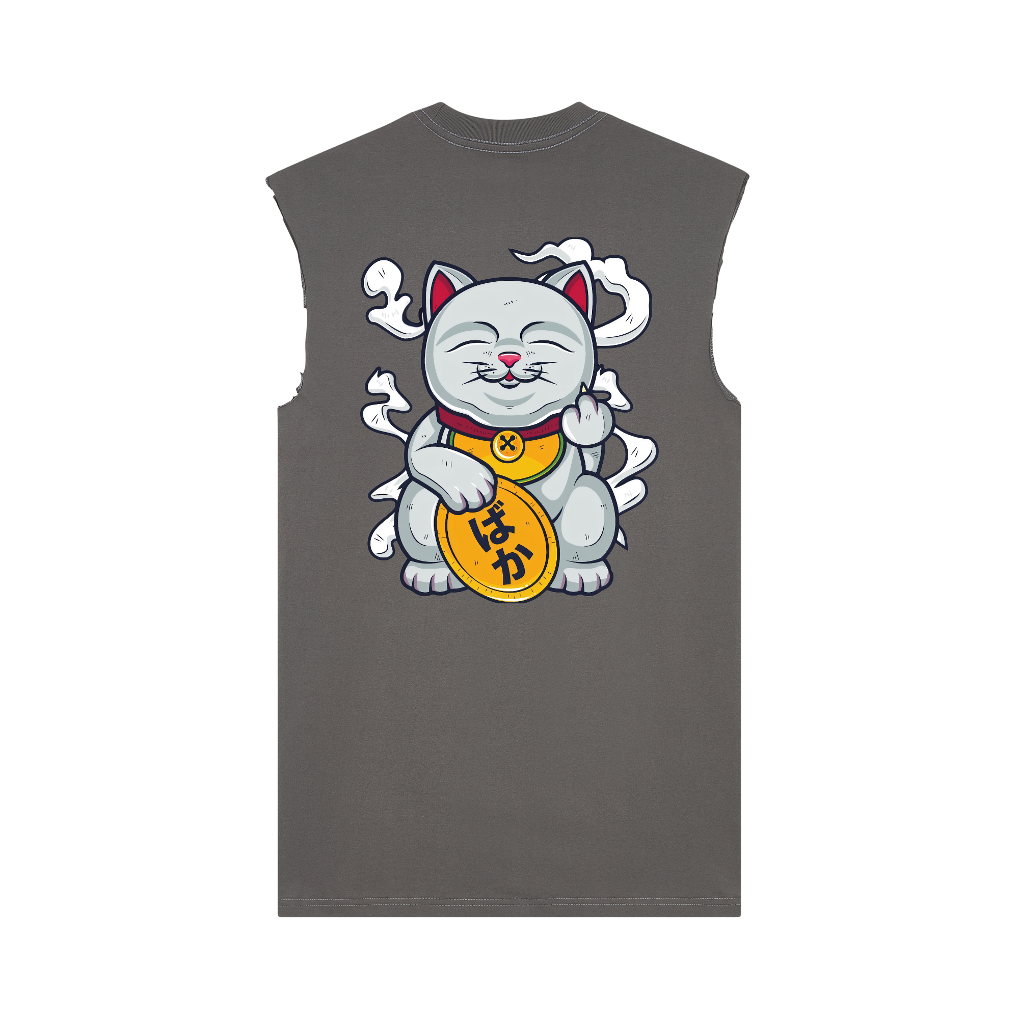 Baka Neko Muscle Tee — Gray Back | Wear Kazumi