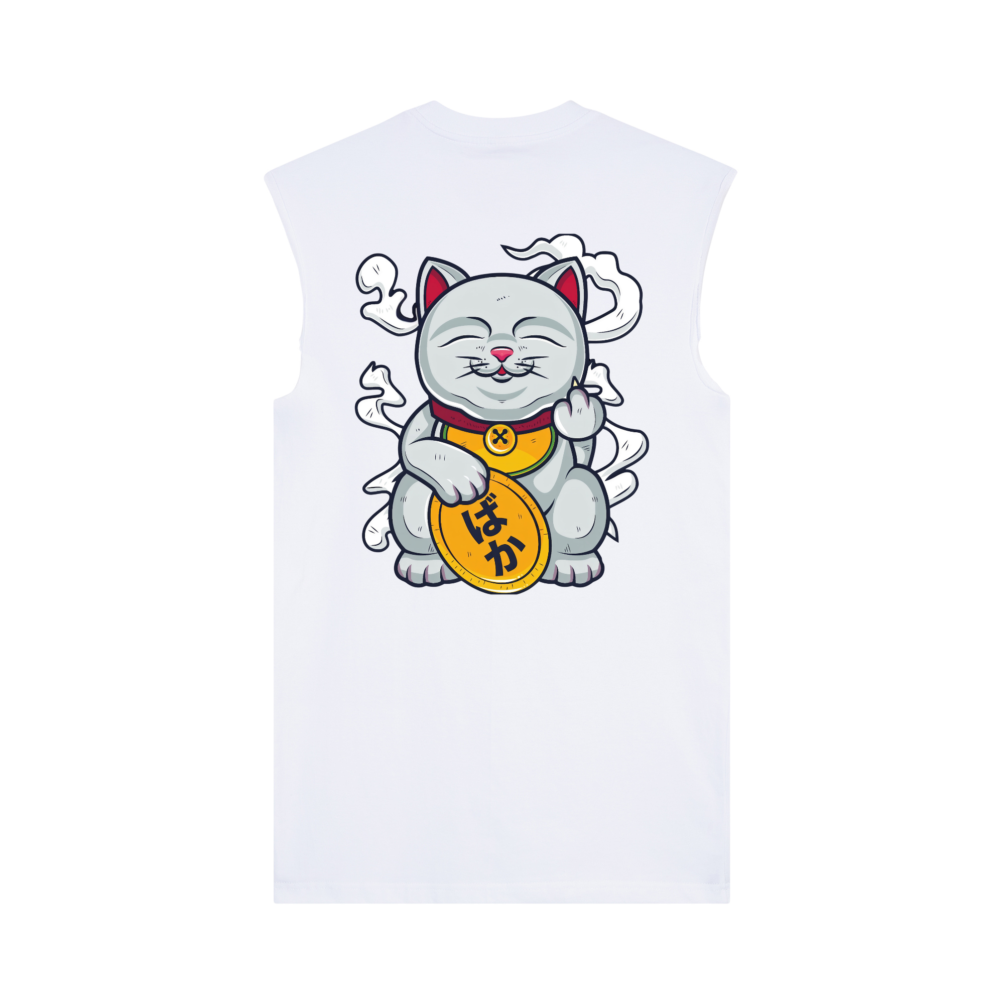 Baka Neko Muscle Tee — White Back | Wear Kazumi