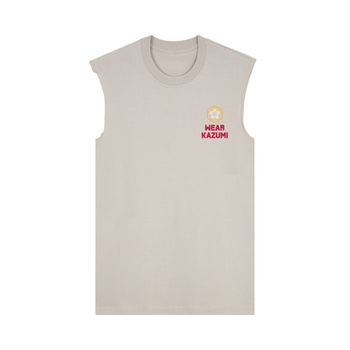 Baka Neko Muscle Tee — Beige Front | Wear Kazumi