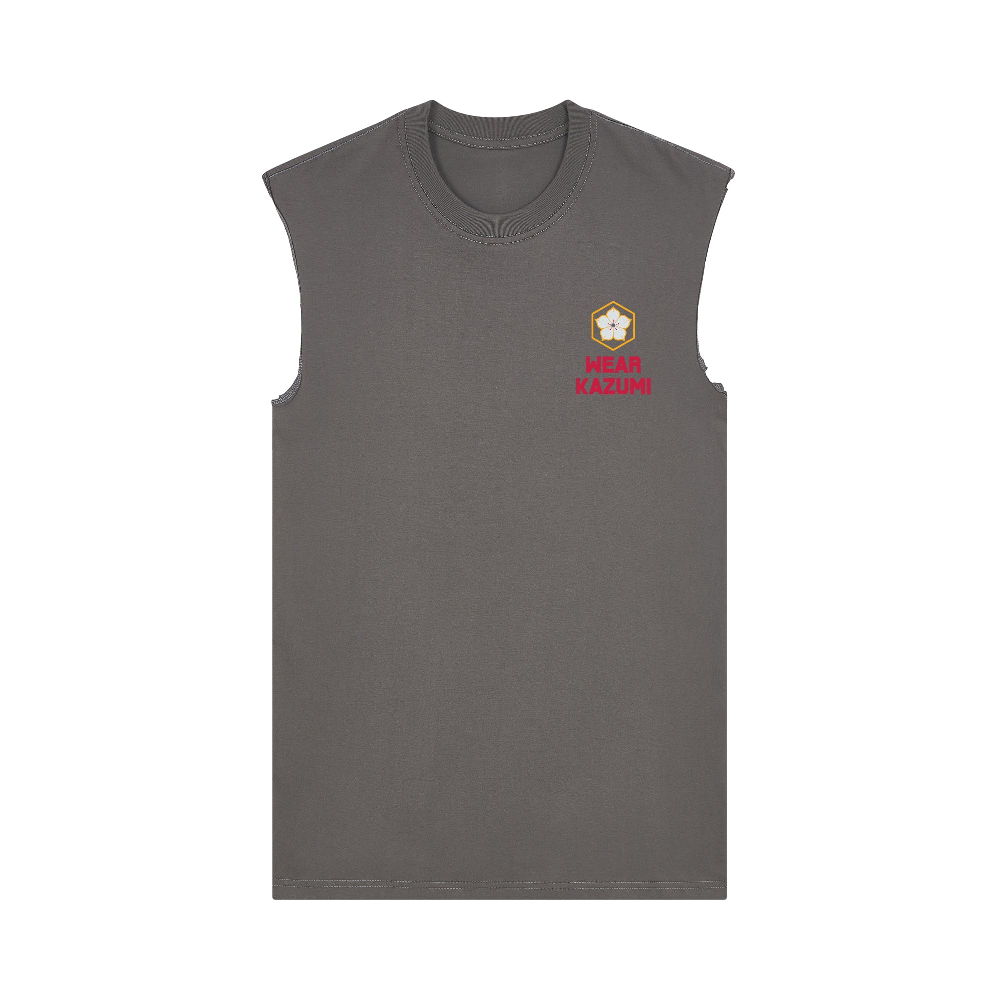 Baka Neko Muscle Tee — Gray Front | Wear Kazumi