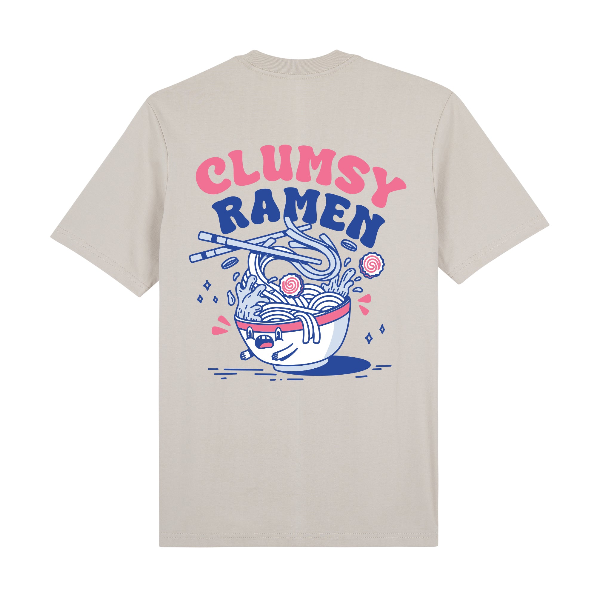 Clumsy Ramen Premium T-Shirt — Beige Back | Wear Kazumi
