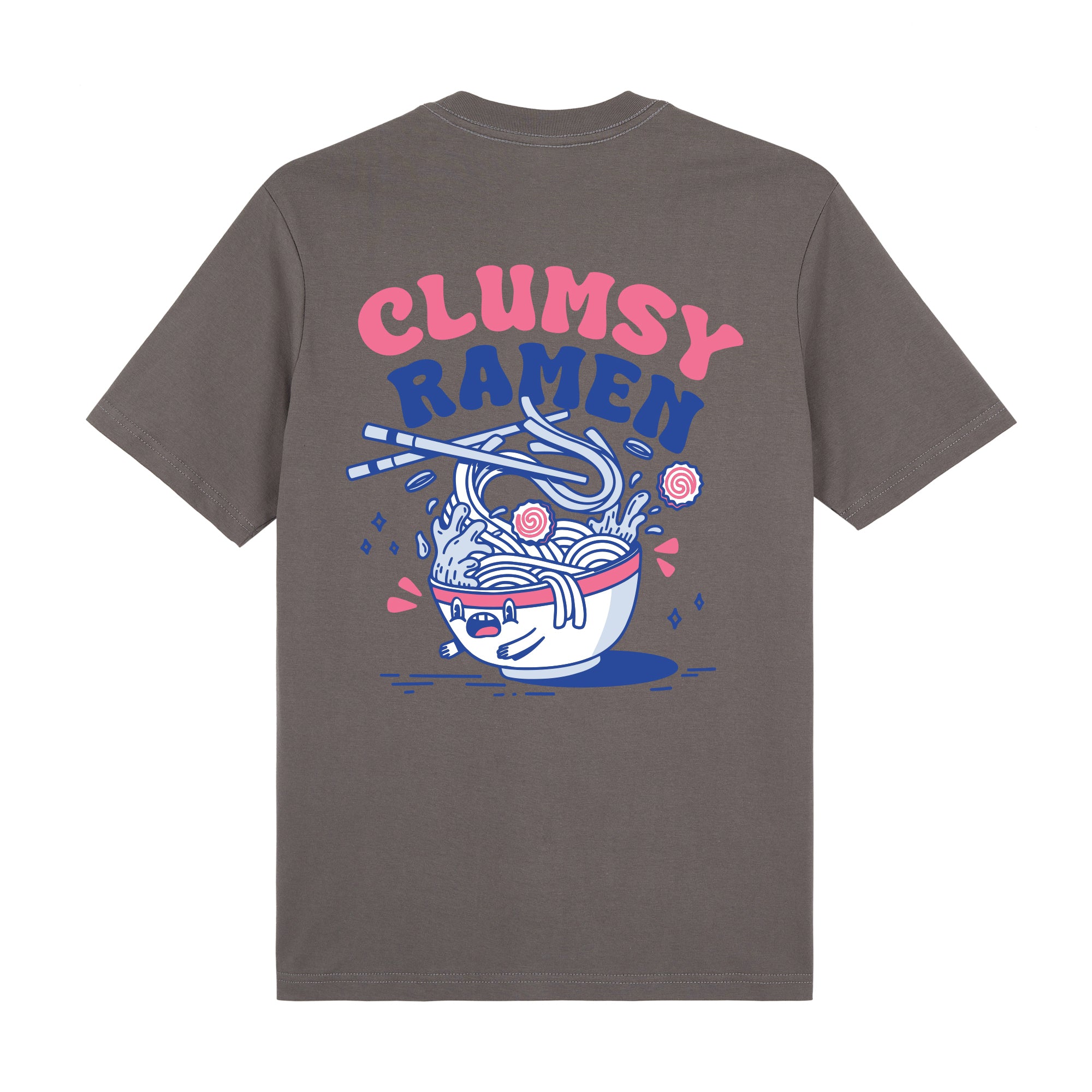 Clumsy Ramen Premium T-Shirt — Gray Back | Wear Kazumi
