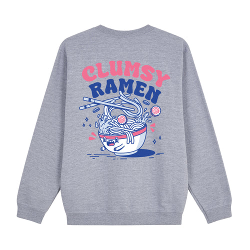 Clumsy Ramen Sweatshirt — Gray Back | Wear Kazumi