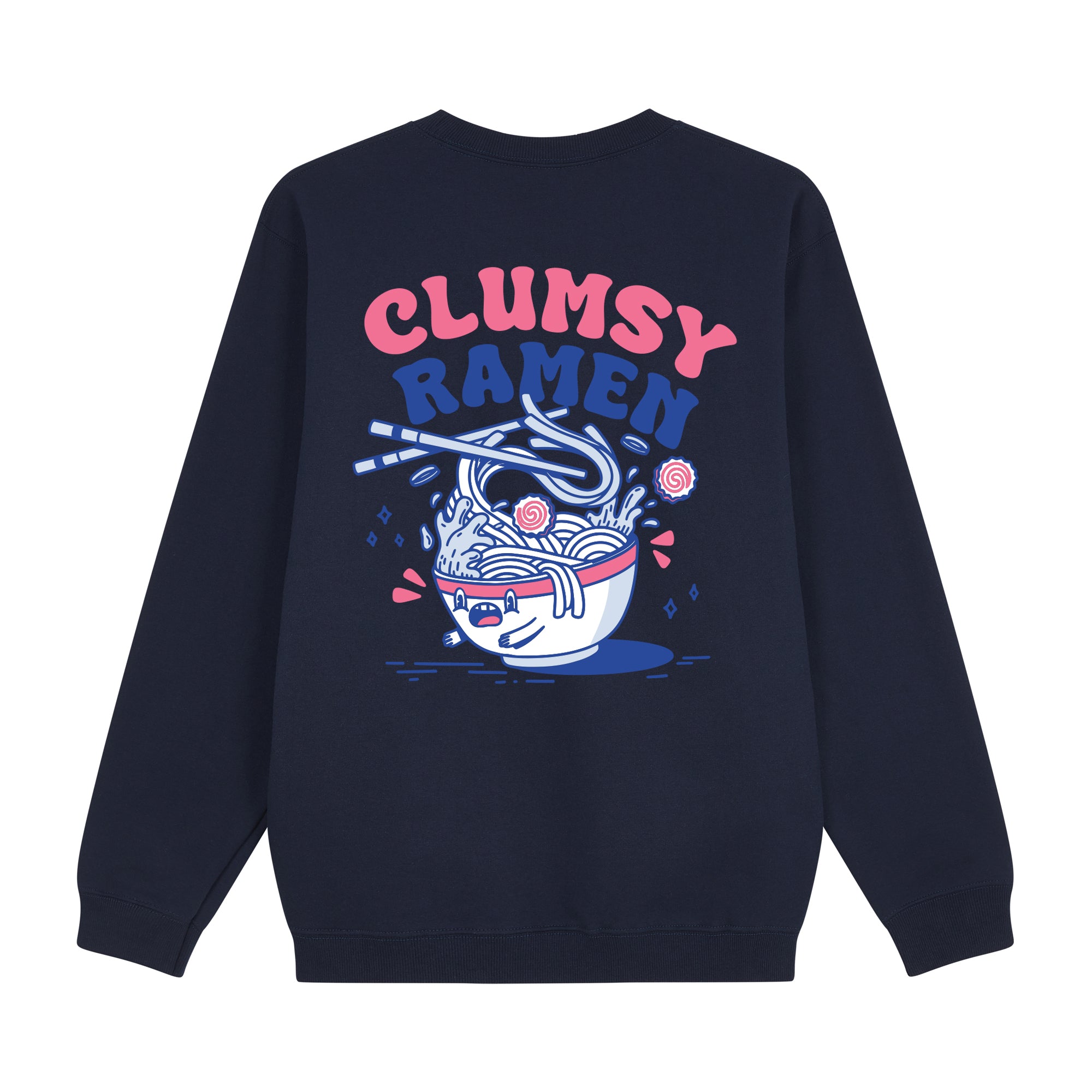 Clumsy Ramen Sweatshirt — Navy Back | Wear Kazumi
