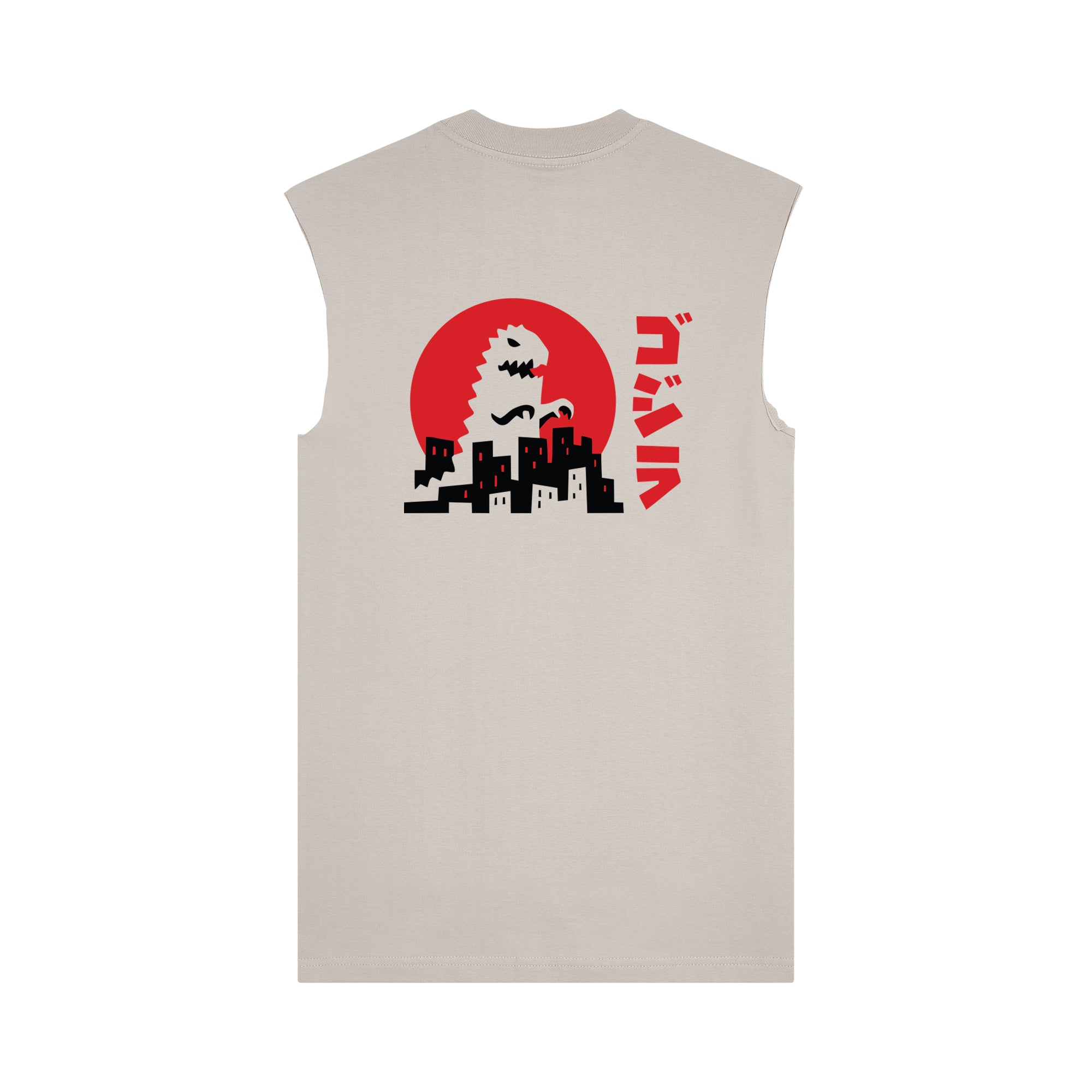 Godzilla Muscle Tee — Oat Back | Wear Kazumi