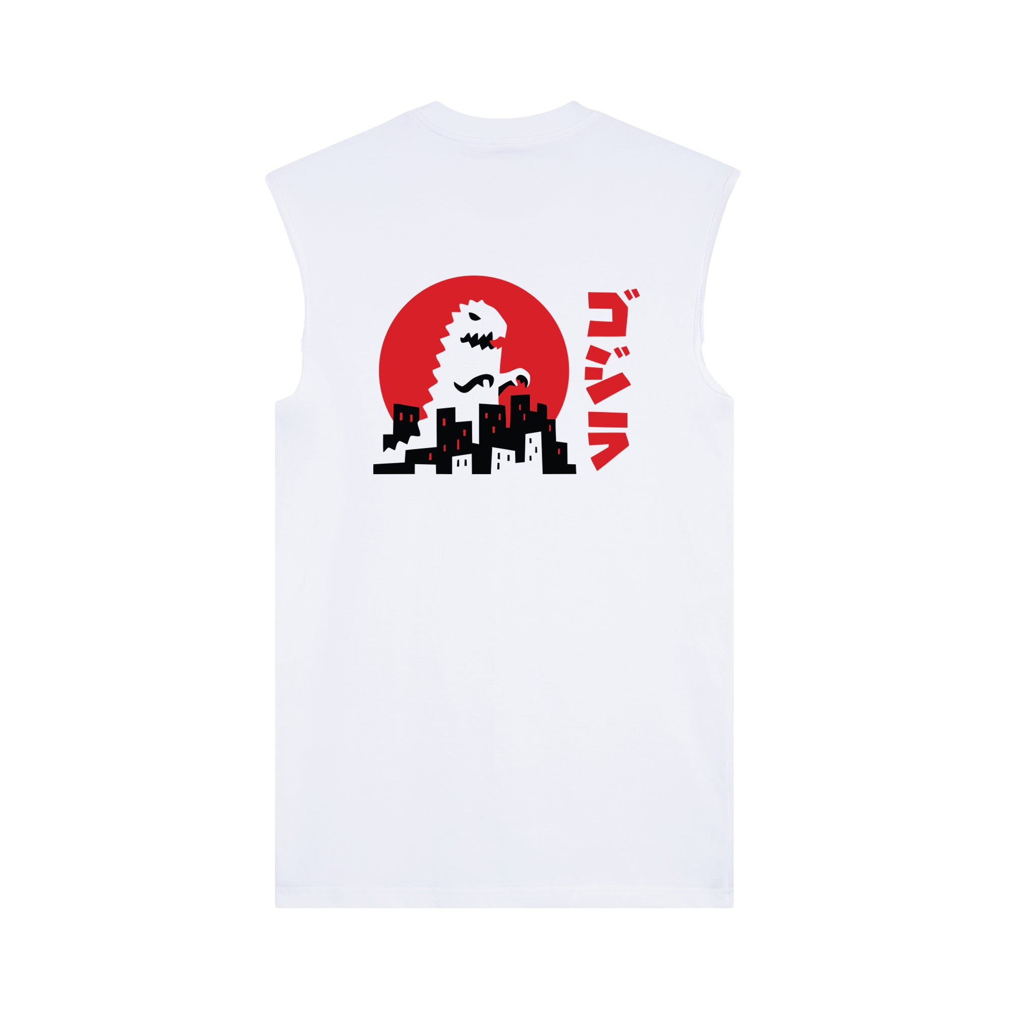 Godzilla Muscle Tee — White Back | Wear Kazumi
