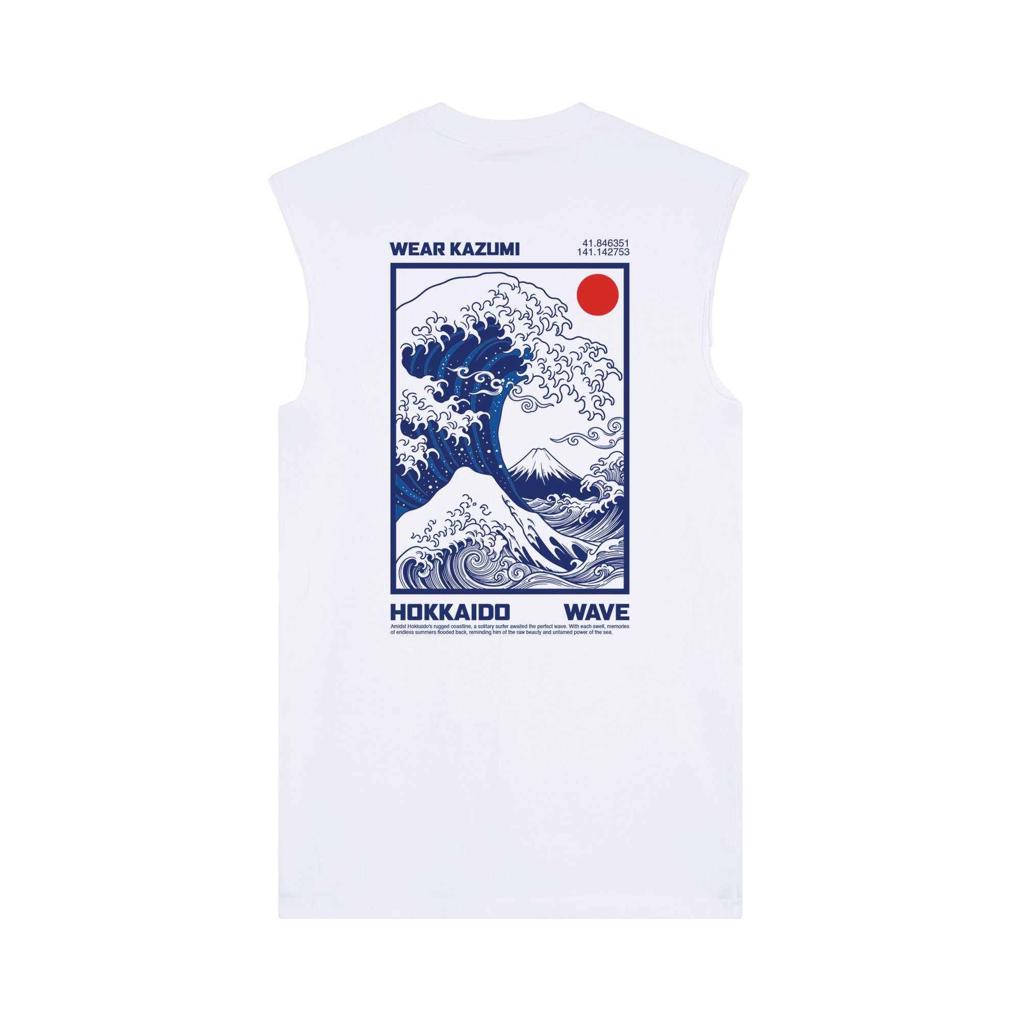 Great Wave Muscle Tee — White Back | Wear Kazumi