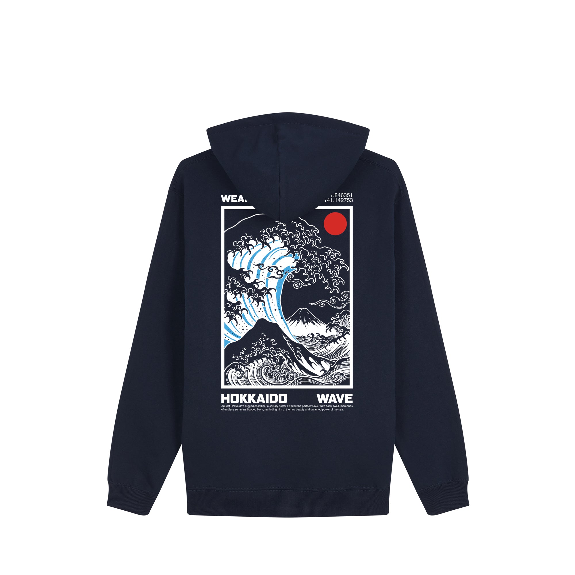 Great Wave Hoodie — Navy Blue Back | Wear Kazumi