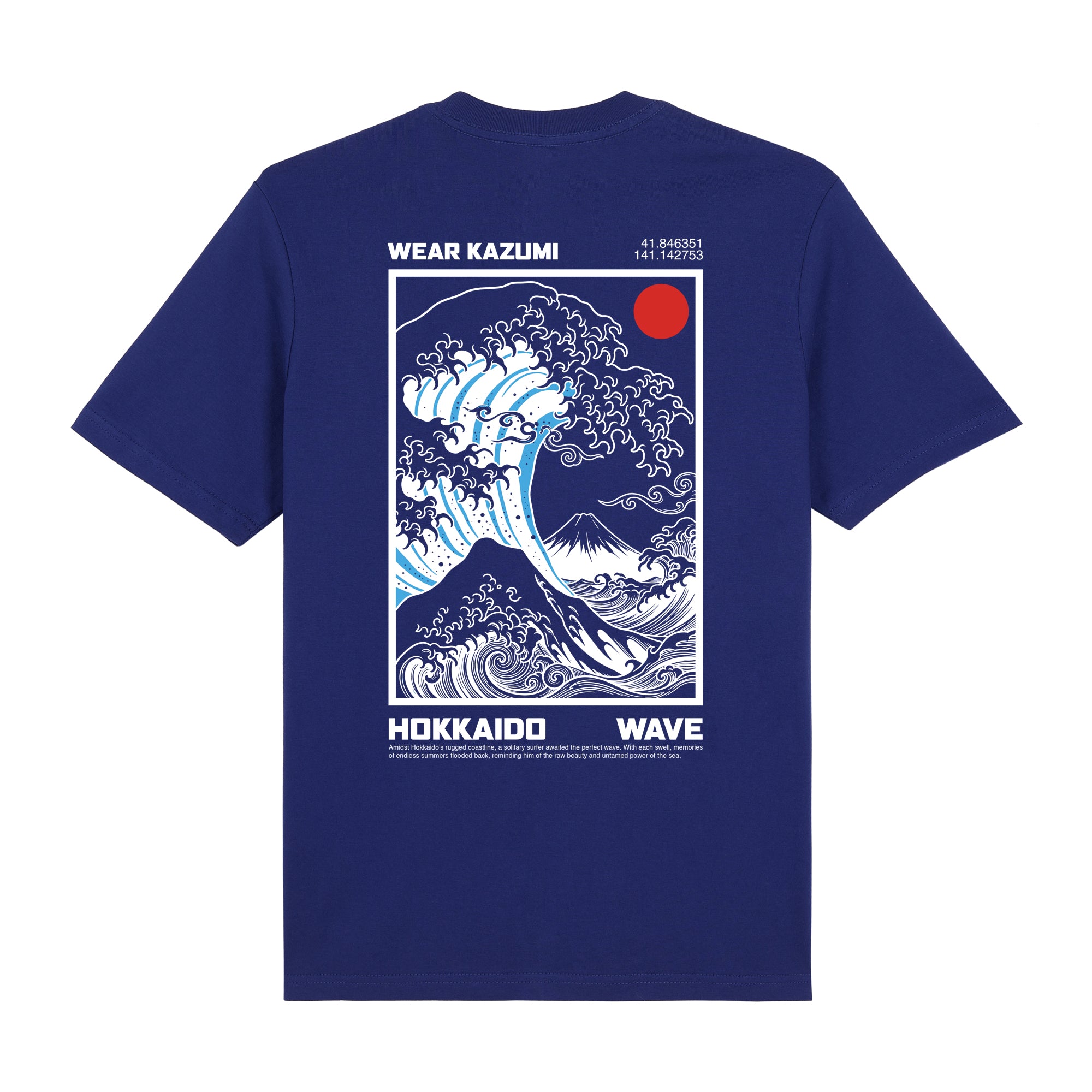 Great Wave Premium T-Shirt — Blue Back | Wear Kazumi