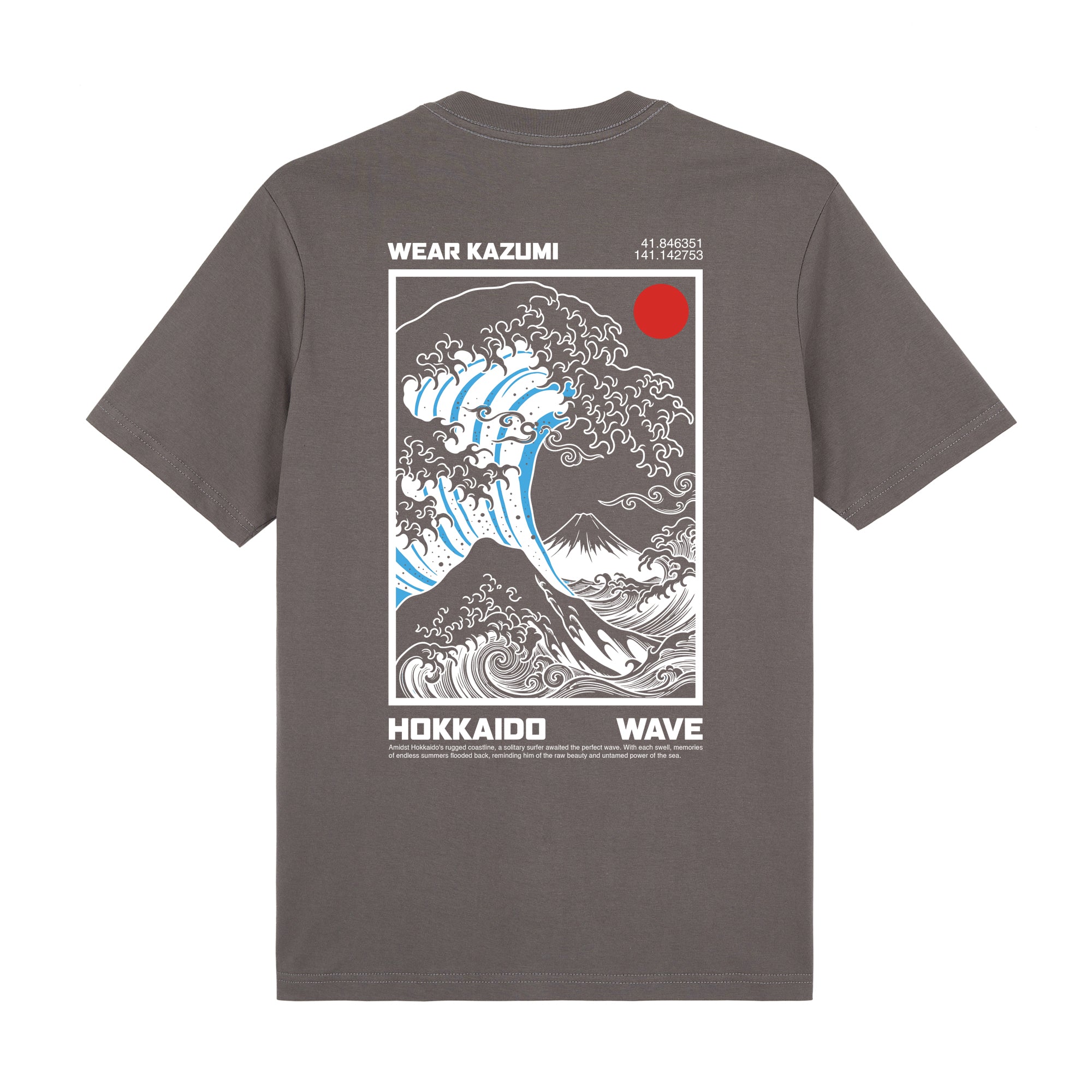 Great Wave Premium T-Shirt — Gray Back | Wear Kazumi