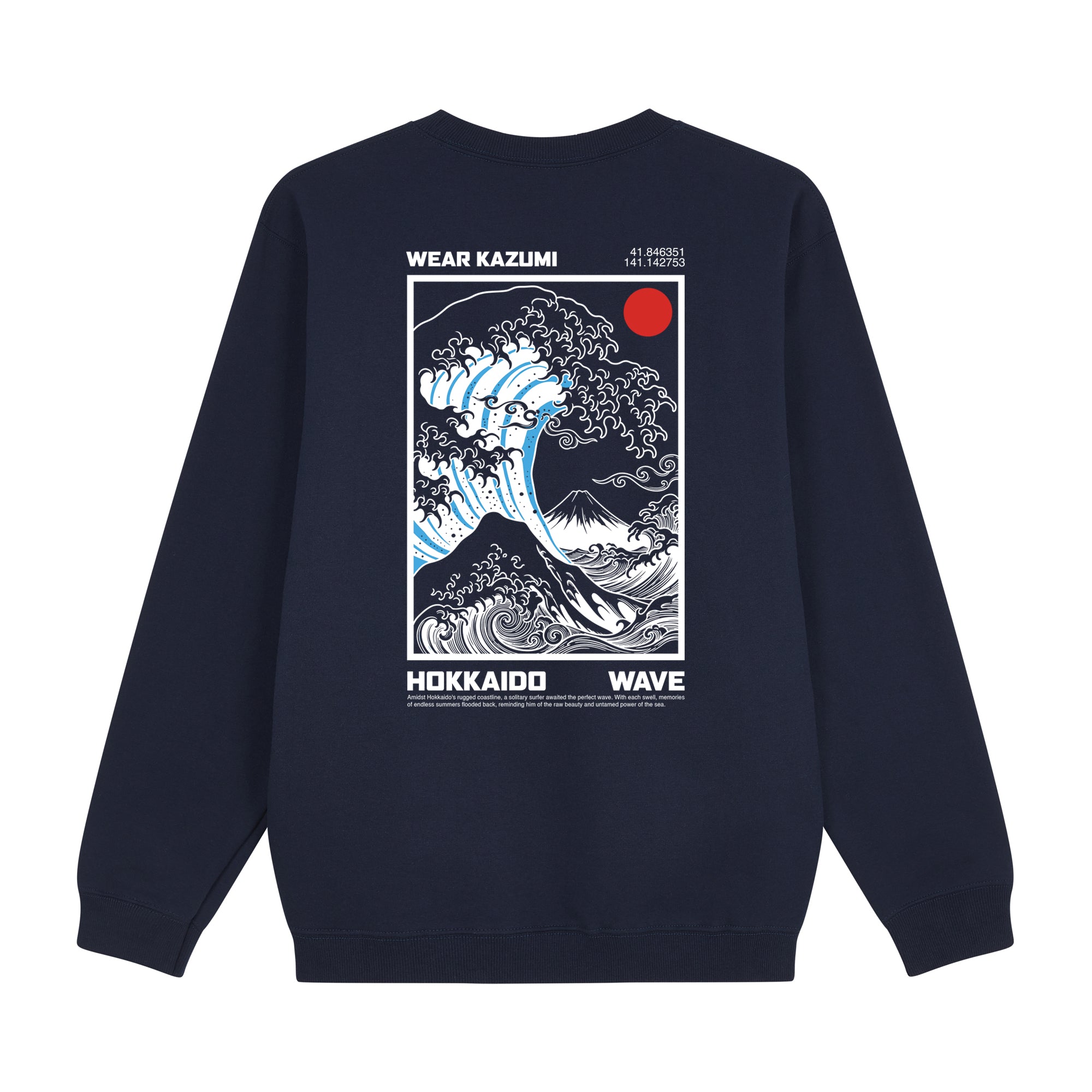Great Wave Sweatshirt — Dark Blue Back | Wear Kazumi