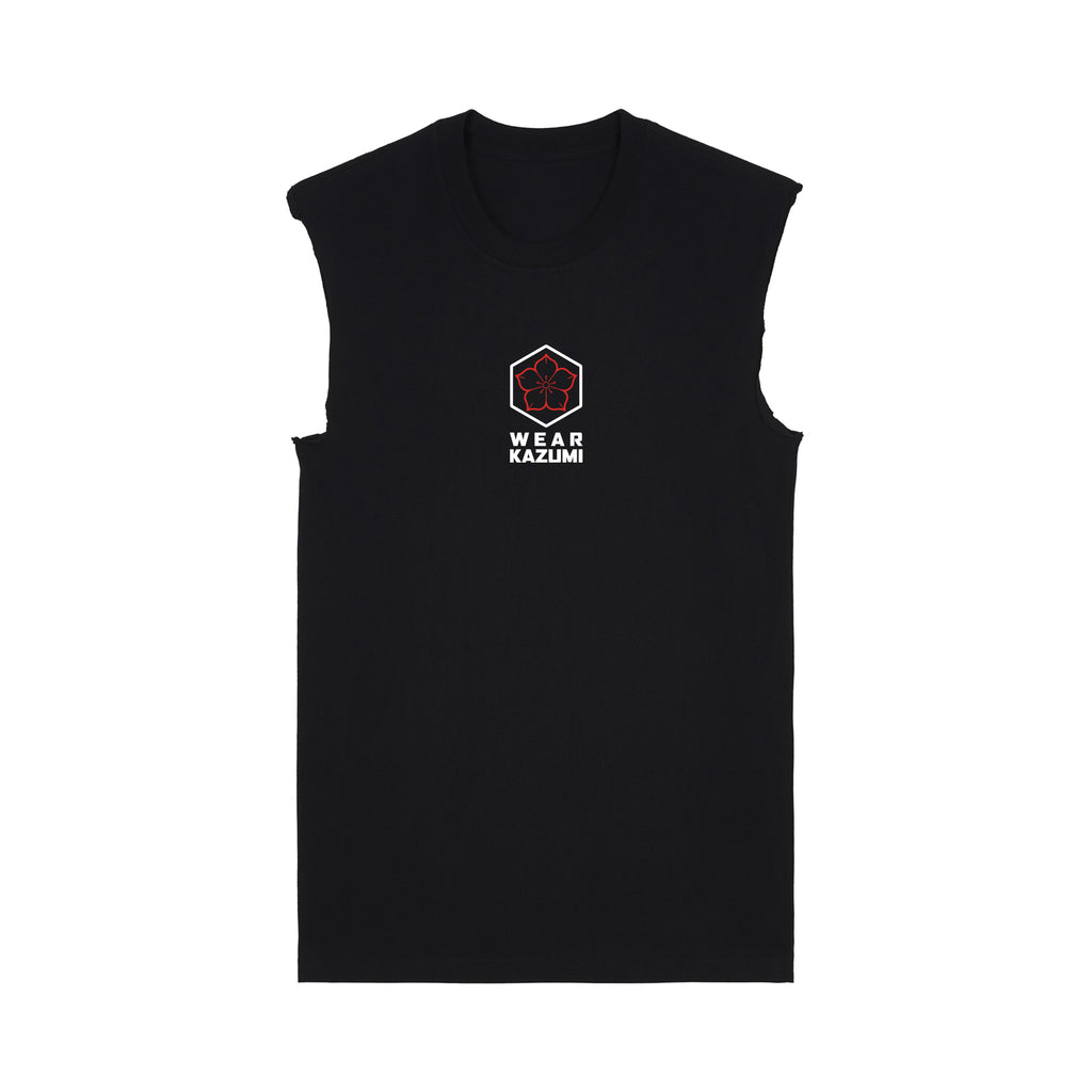 Great Wave Muscle Tee — Black Front | Wear Kazumi