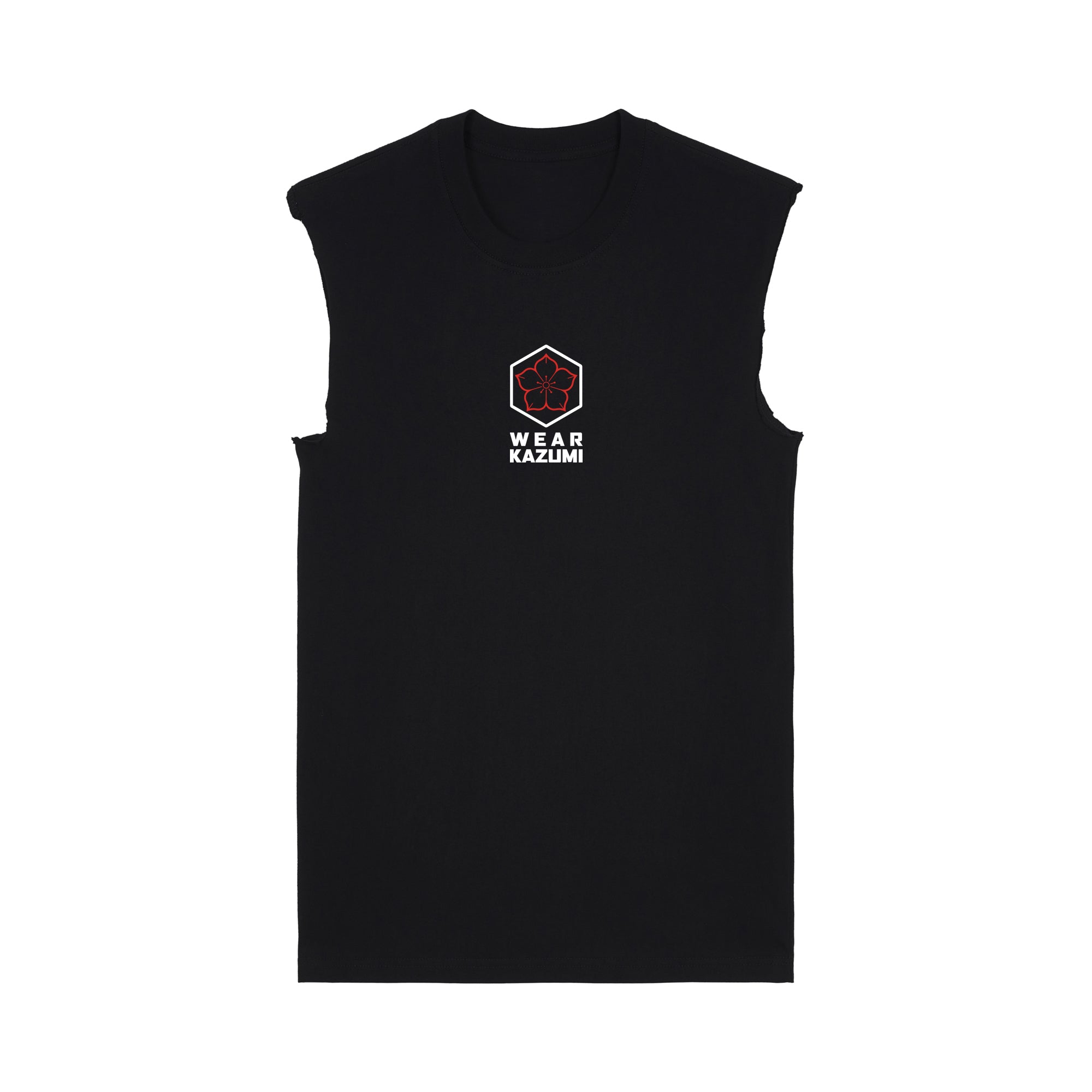 Great Wave Muscle Tee — Black Front | Wear Kazumi