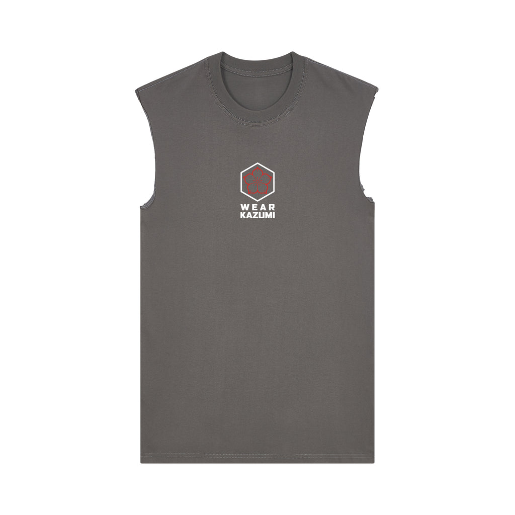 Great Wave Muscle Tee — Gray Front | Wear Kazumi