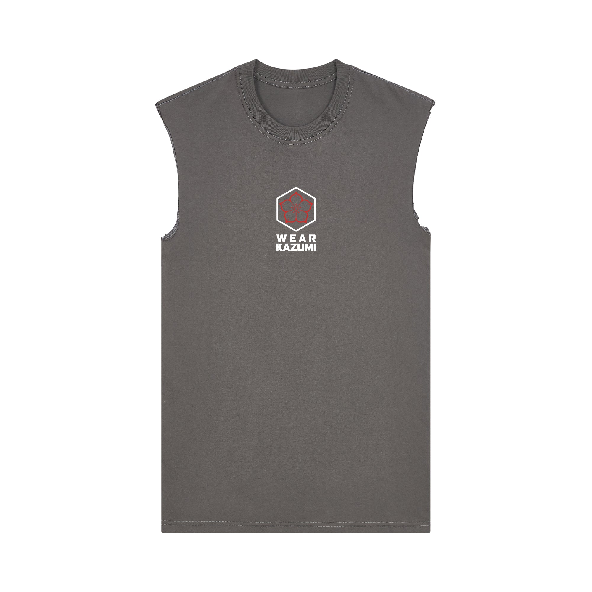 Great Wave Muscle Tee — Gray Front | Wear Kazumi
