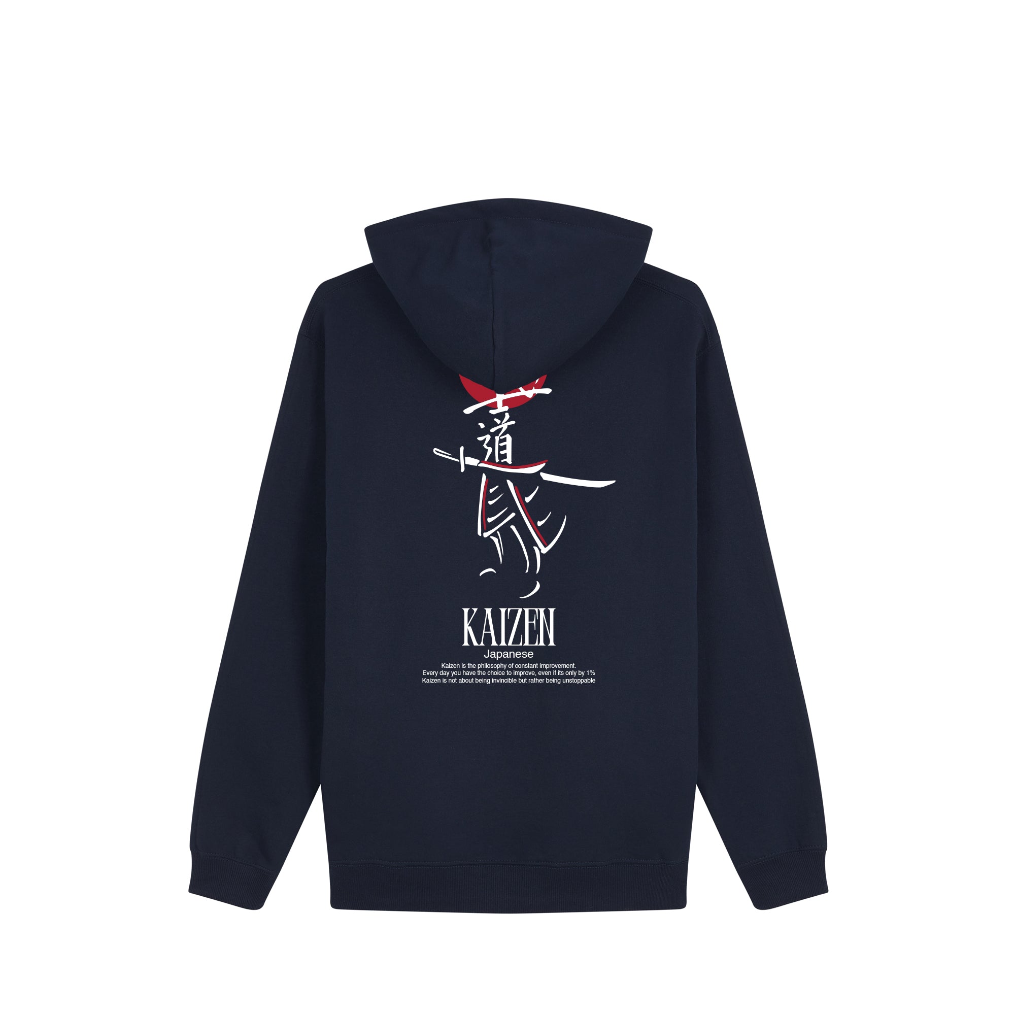 Kaizen Hoodie — Navy Back | Wear Kazumi