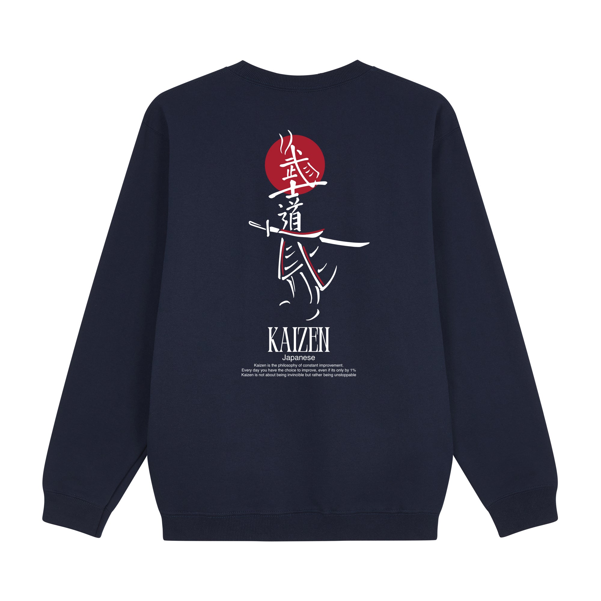 Kaizen Sweatshirt — Navy Back | Wear Kazumi