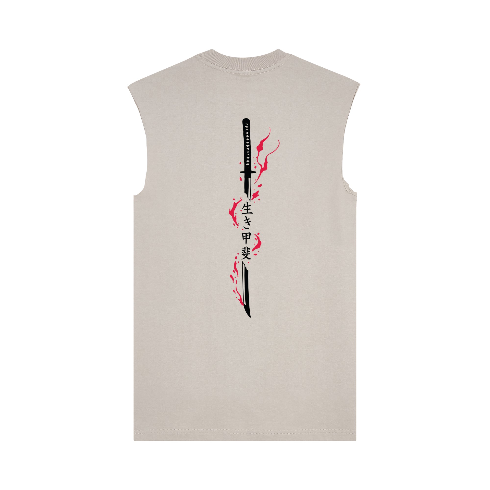 Katana Ikigai Muscle Tee — Oat Back | Wear Kazumi
