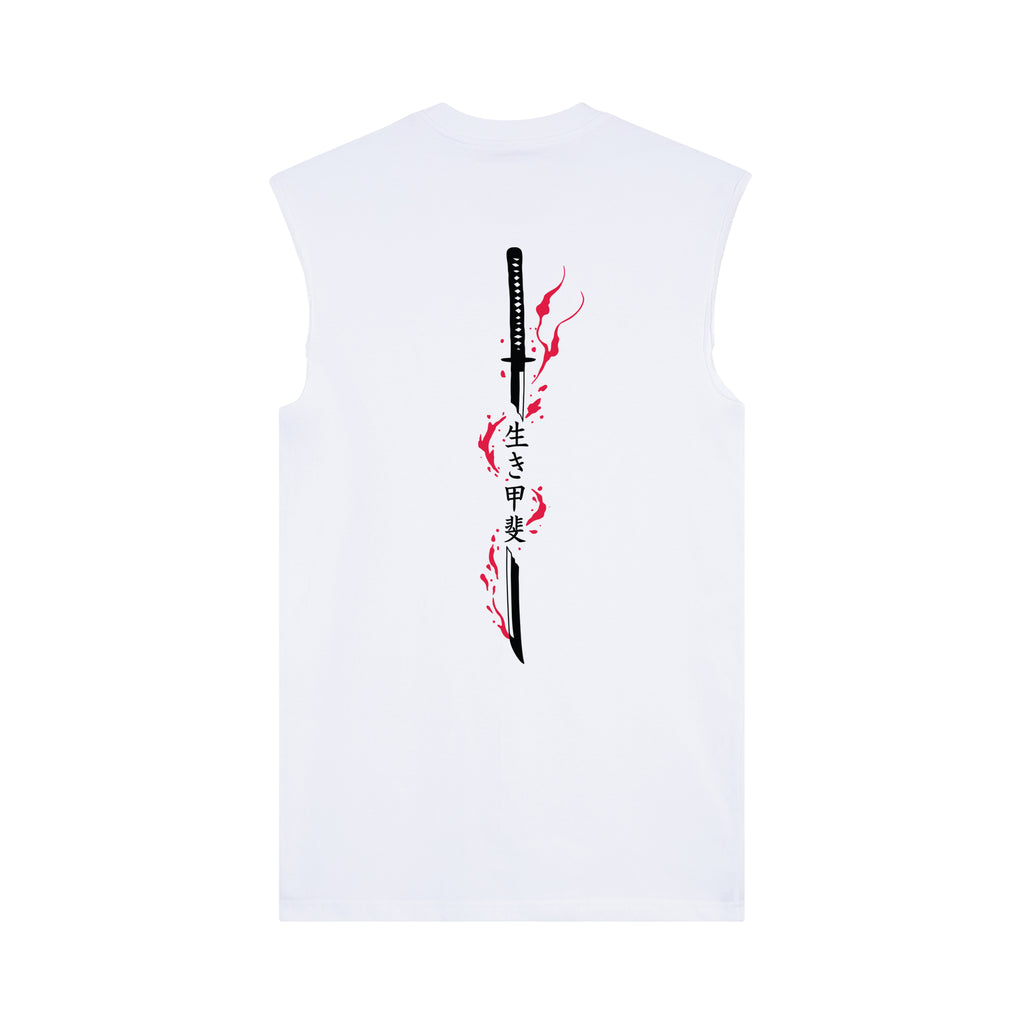Katana Ikigai Muscle Tee — White Back | Wear Kazumi