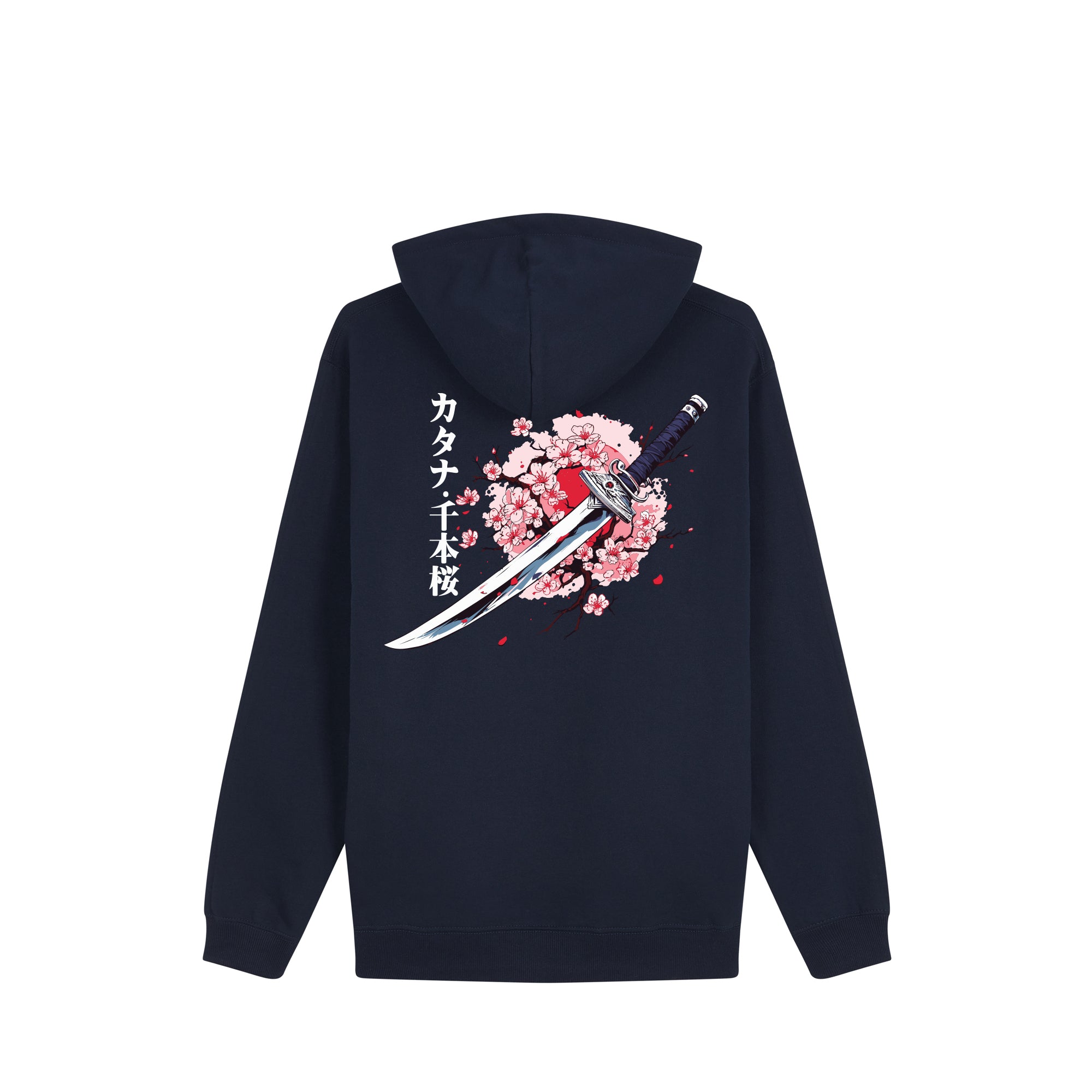 KatanaSakura Hoodie — Navy Back | Wear Kazumi