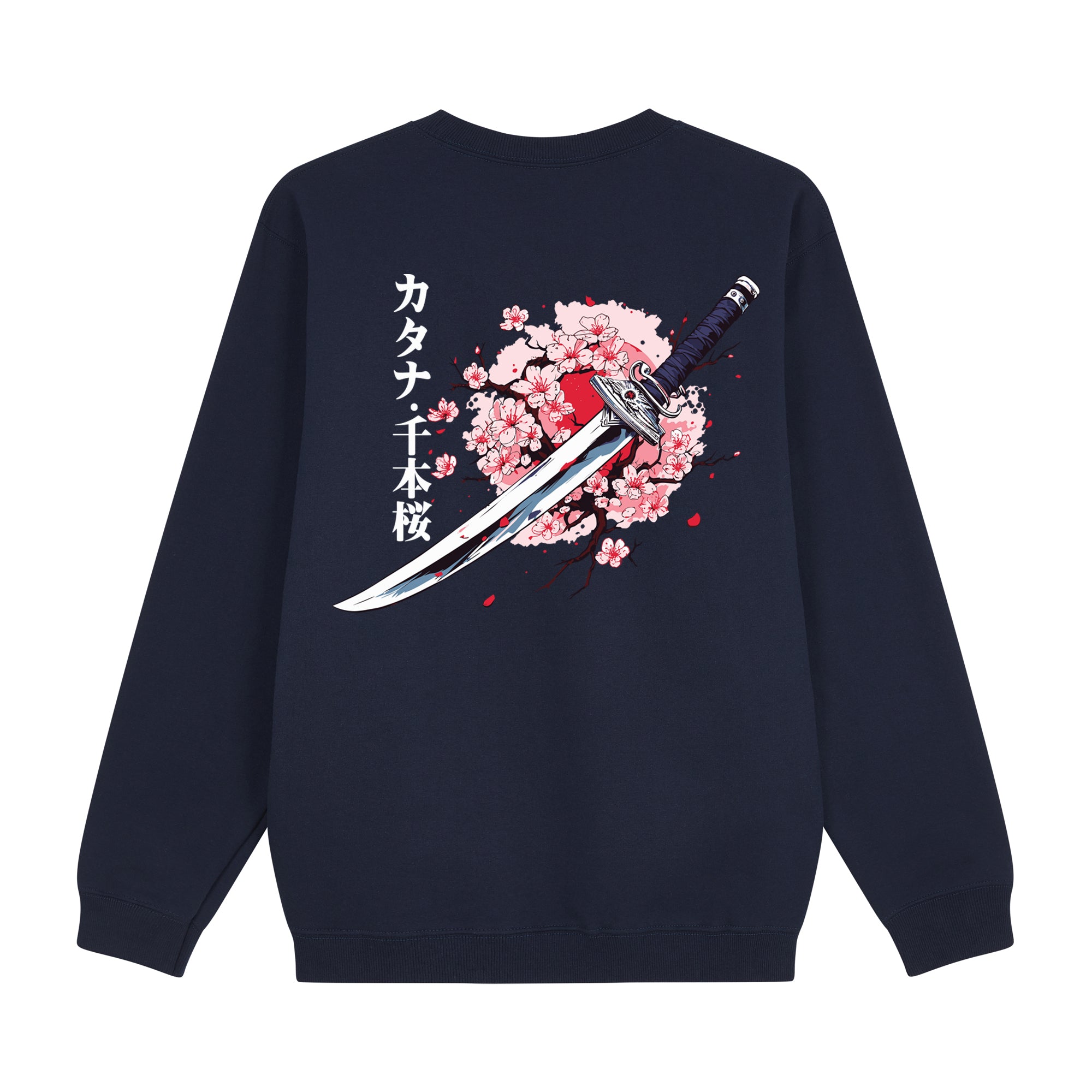 KatanaSakura Sweatshirt — Navy Back | Wear Kazumi