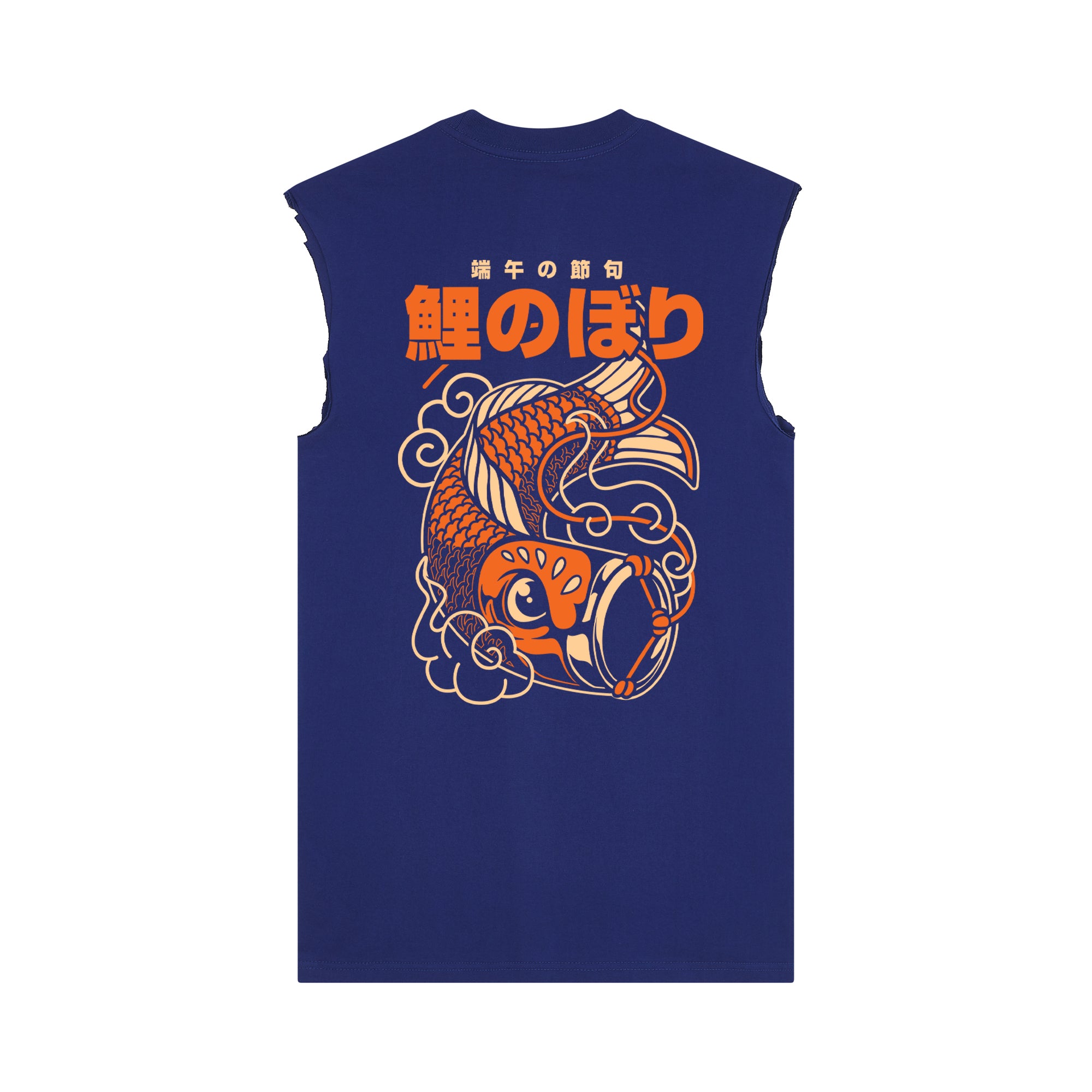 Koi Lantern Muscle Tee — Blue Back | Wear Kazumi