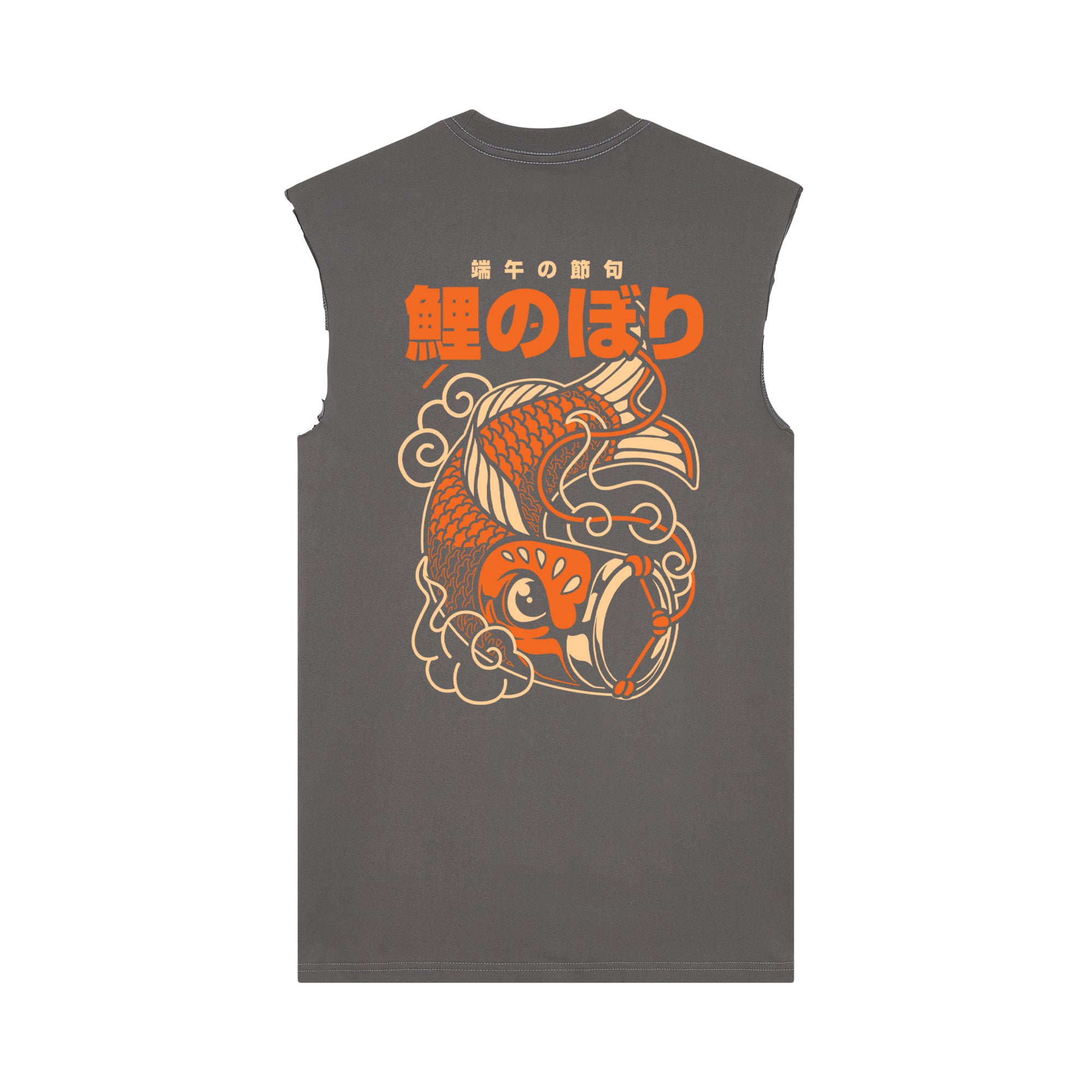 Koi Lantern Muscle Tee — Gray Back | Wear Kazumi