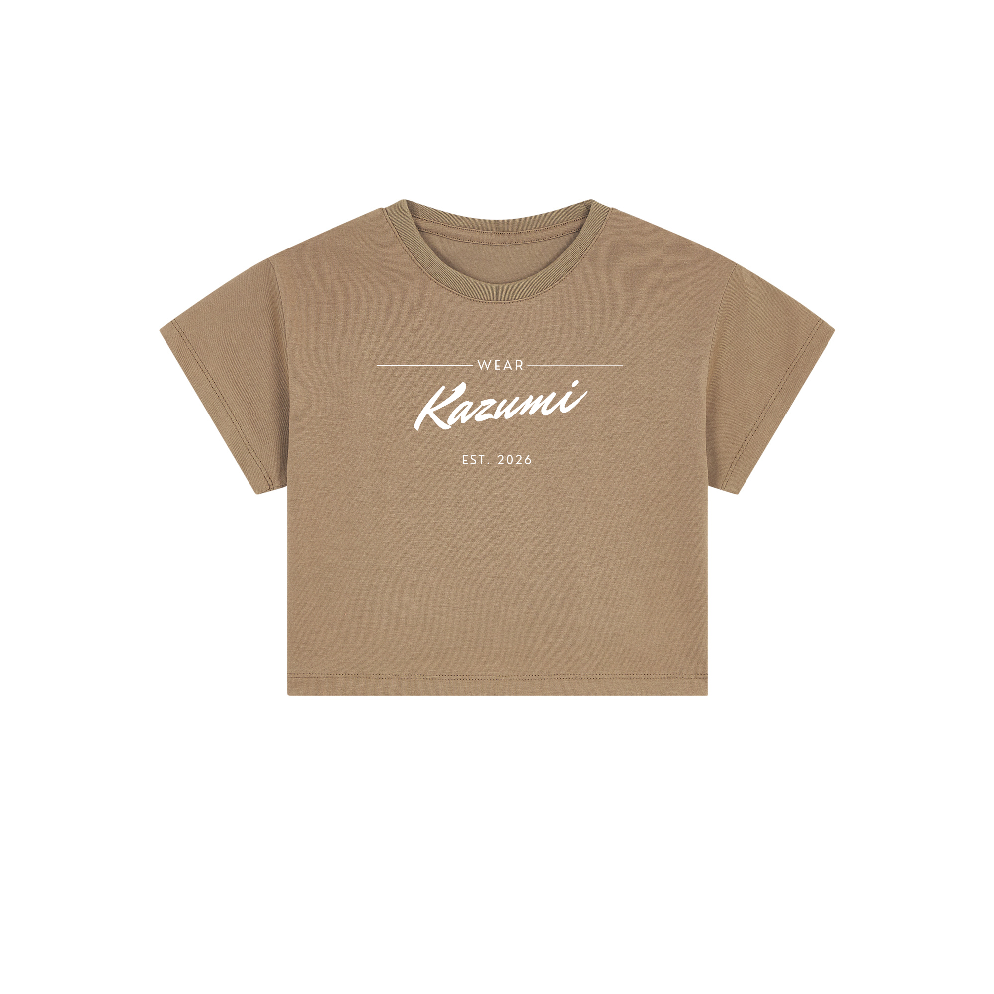Minimalist Kazumi Crop Top — Khaki Front | Wear Kazumi