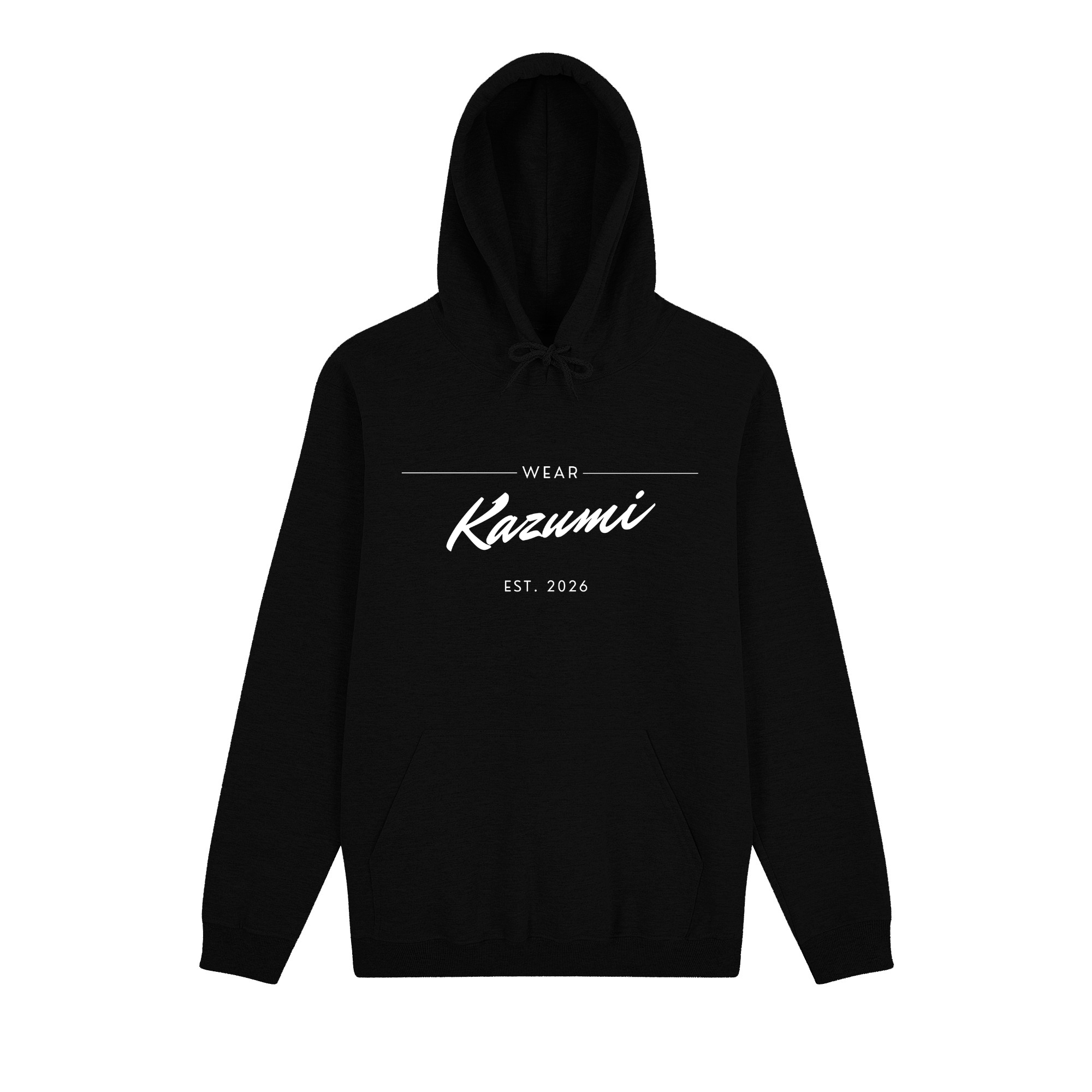 Minimalist Kazumi Hoodie — Black Front | Wear Kazumi