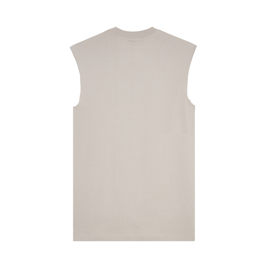 Minimalist Kazumi Muscle Tee — Beige Back | Wear Kazumi