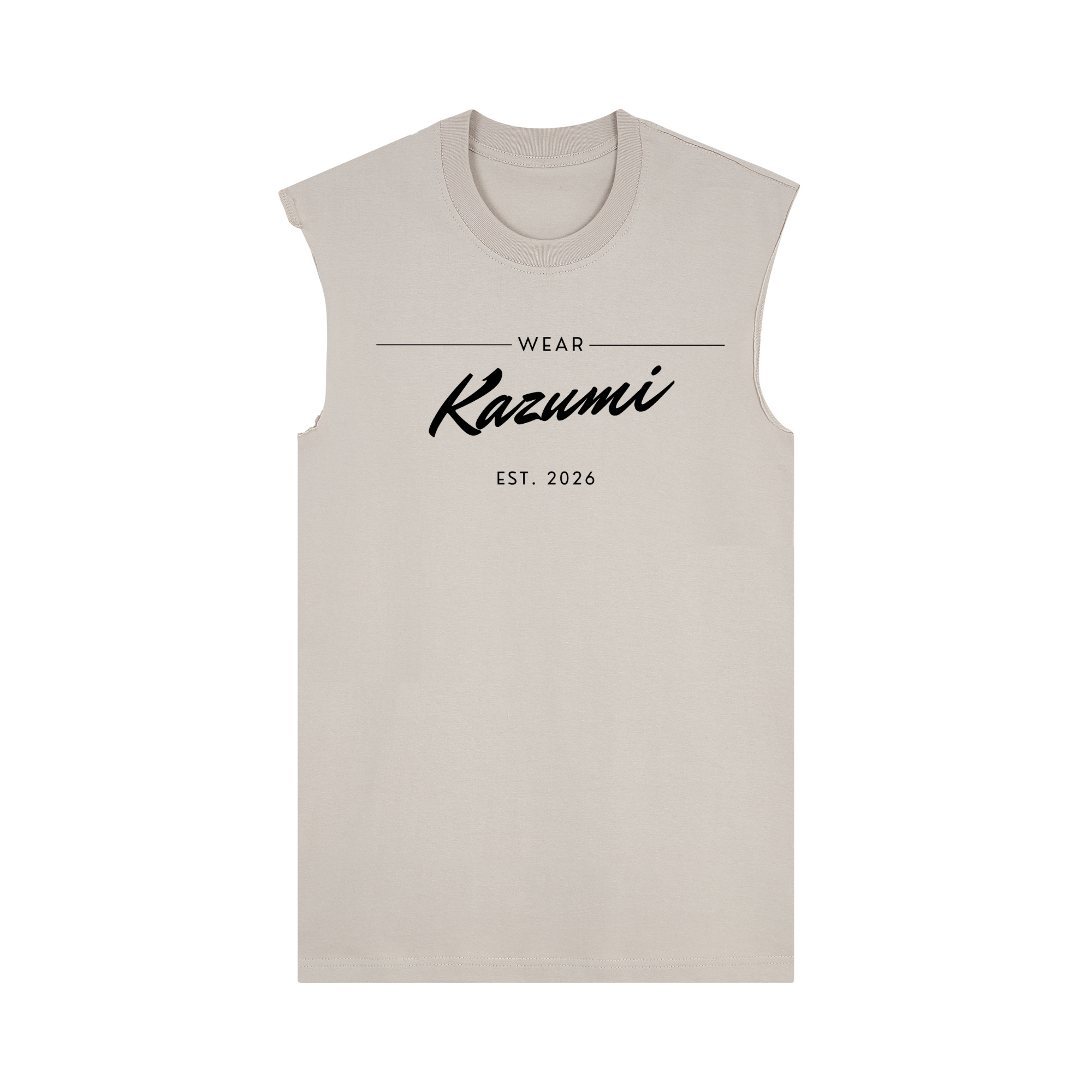 Minimalist Kazumi Muscle Tee — Beige Front | Wear Kazumi