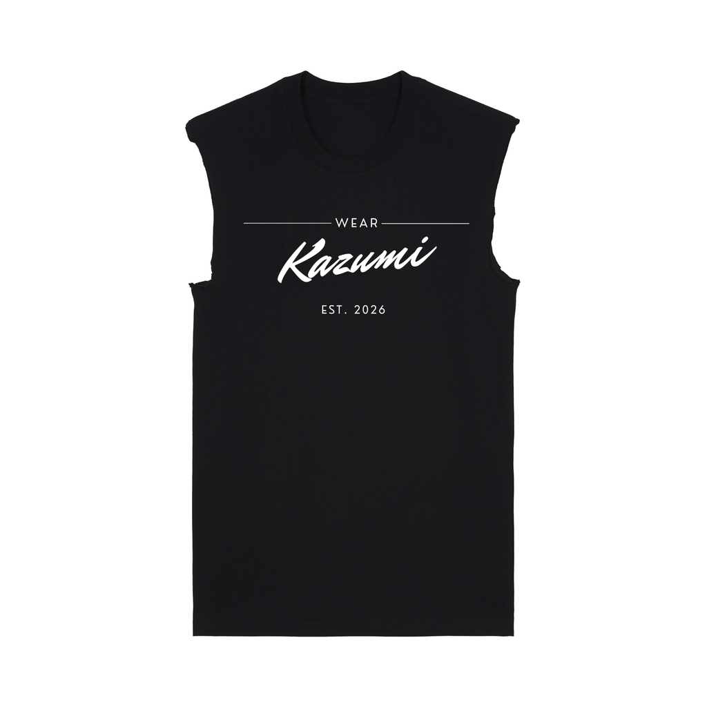 Minimalist Kazumi Muscle Tee — Black Front | Wear Kazumi