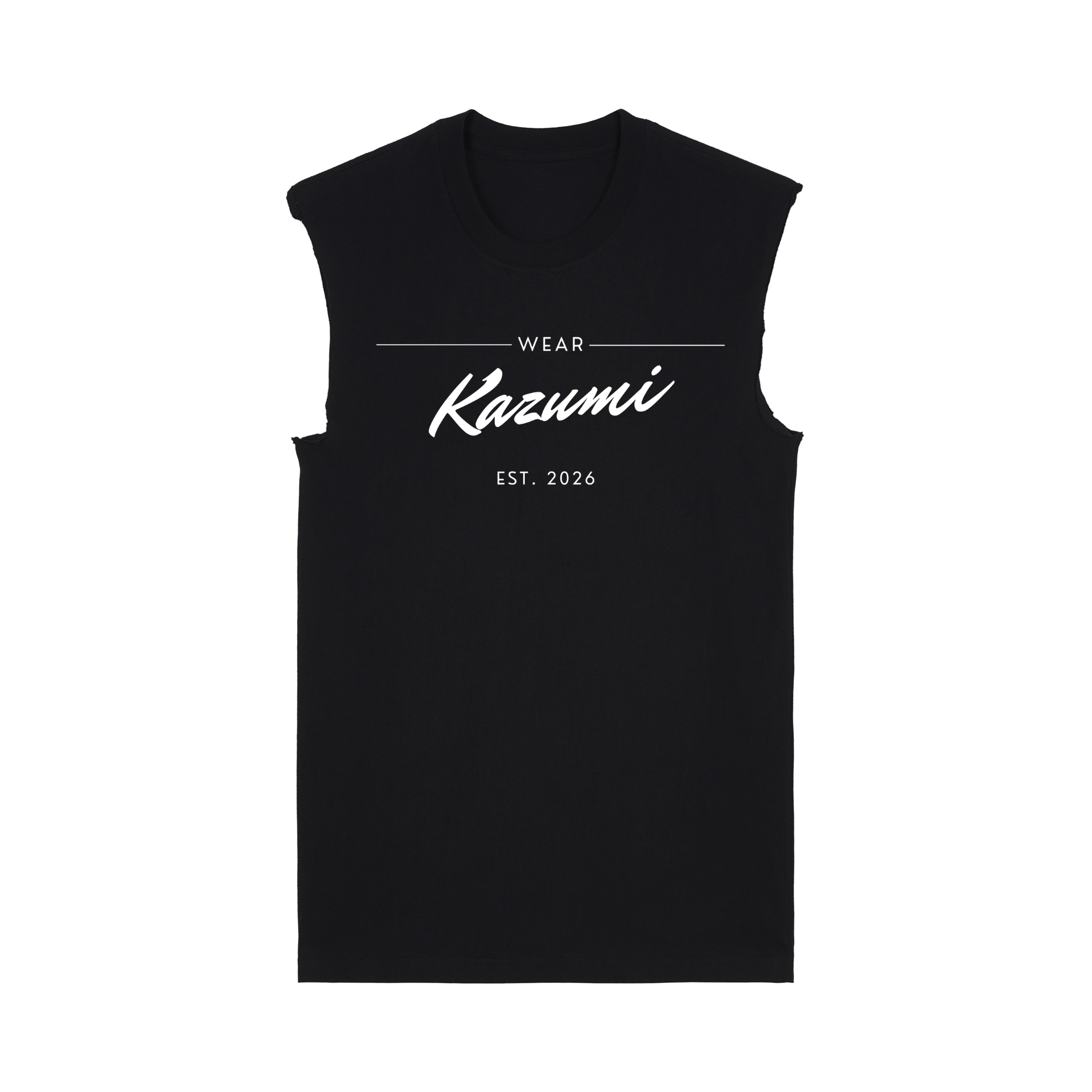 Minimalist Kazumi Muscle Tee — Black Front | Wear Kazumi