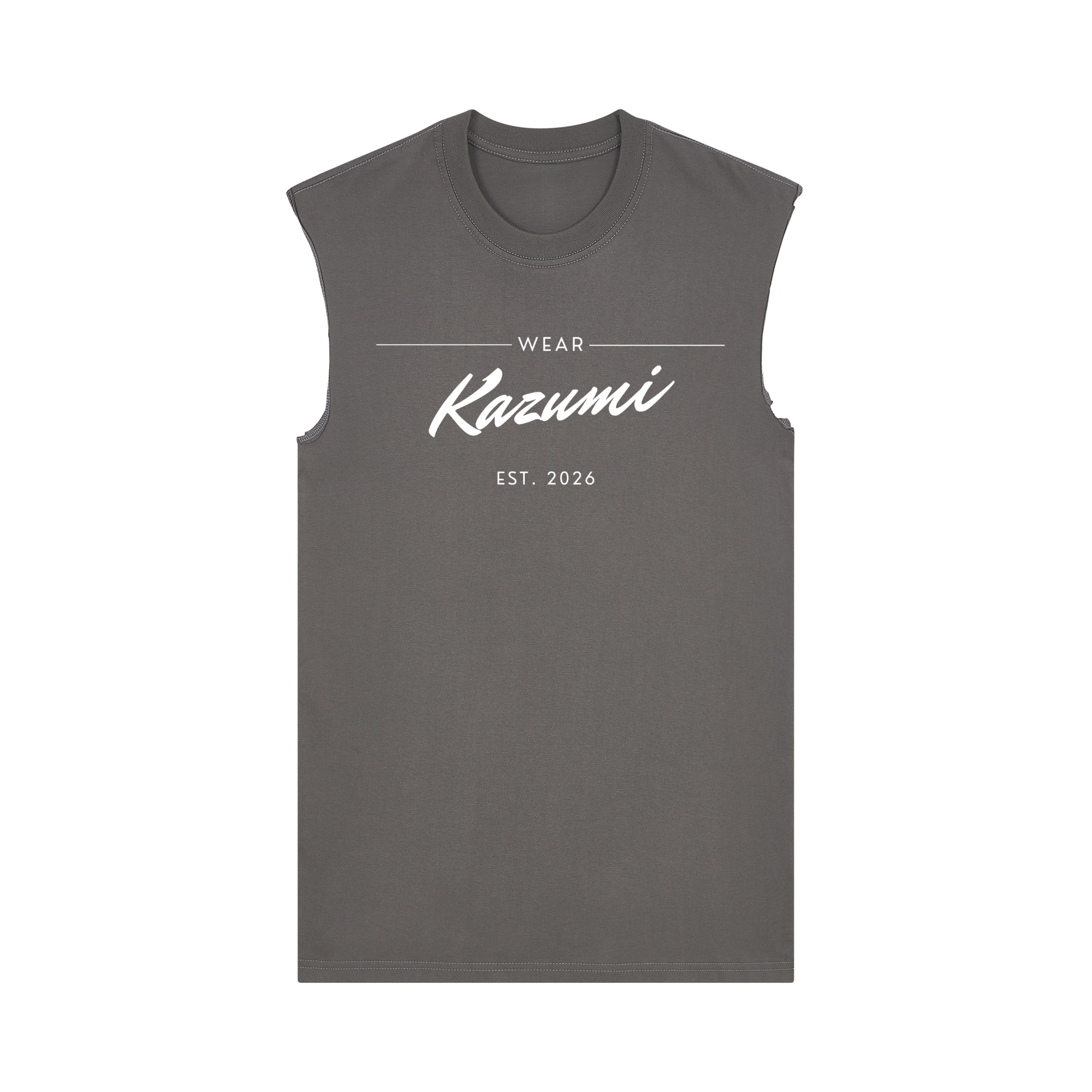 Minimalist Kazumi Muscle Tee — Gray Front | Wear Kazumi