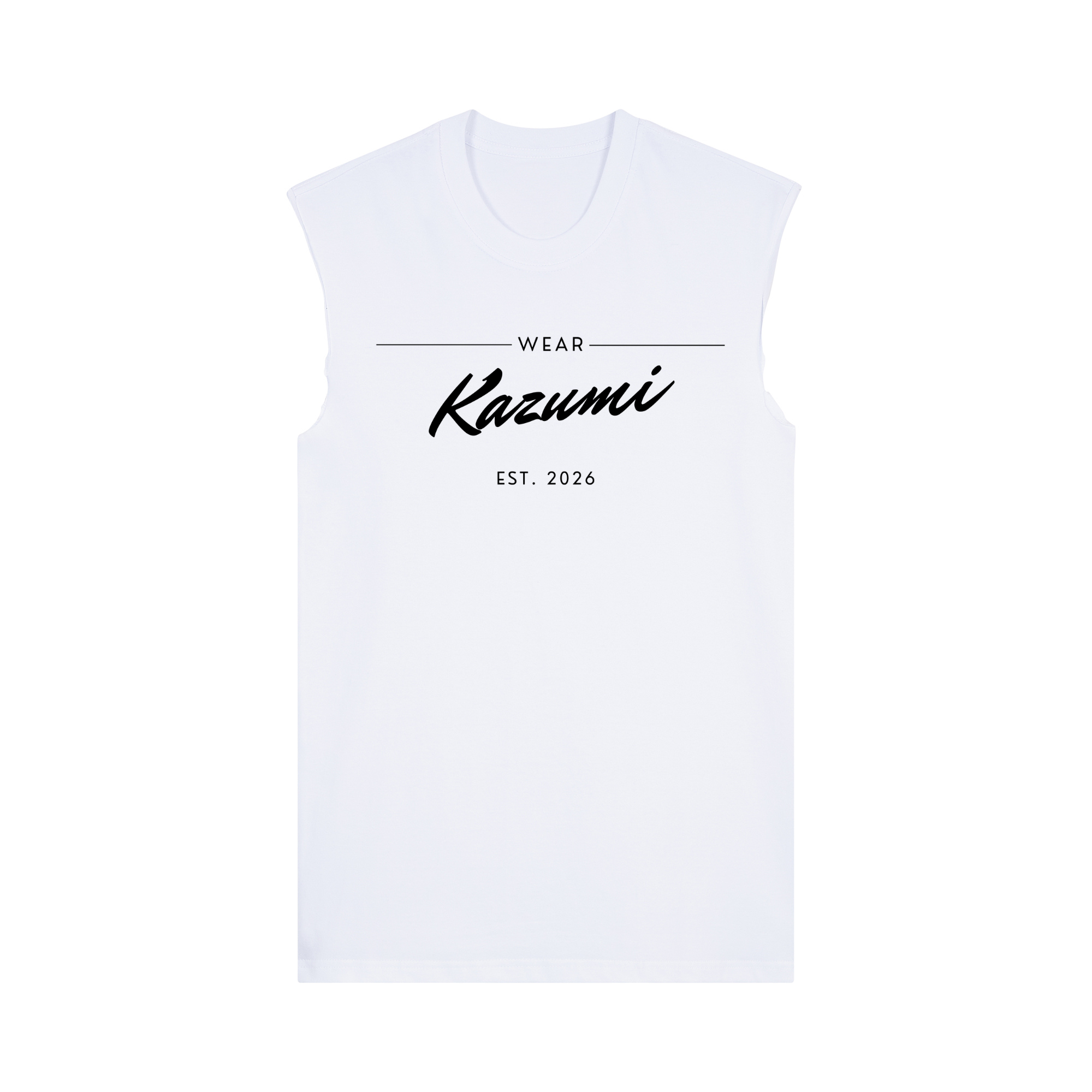 Minimalist Kazumi Muscle Tee — White Front | Wear Kazumi