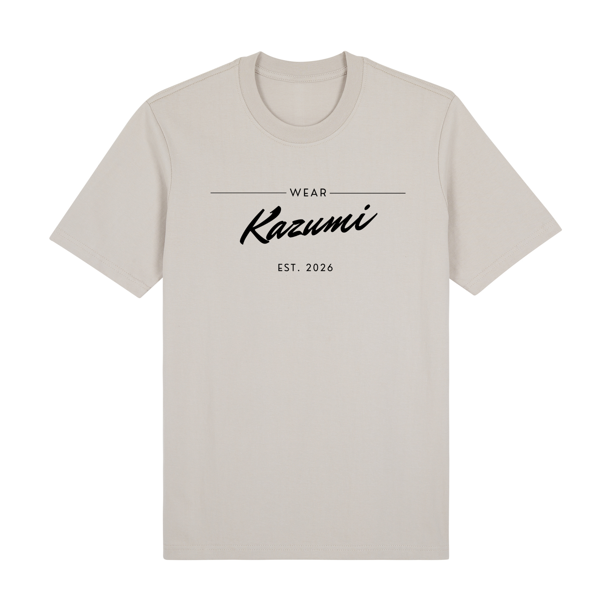 Minimalist Kazumi Premium T-Shirt — Beige Front | Wear Kazumi