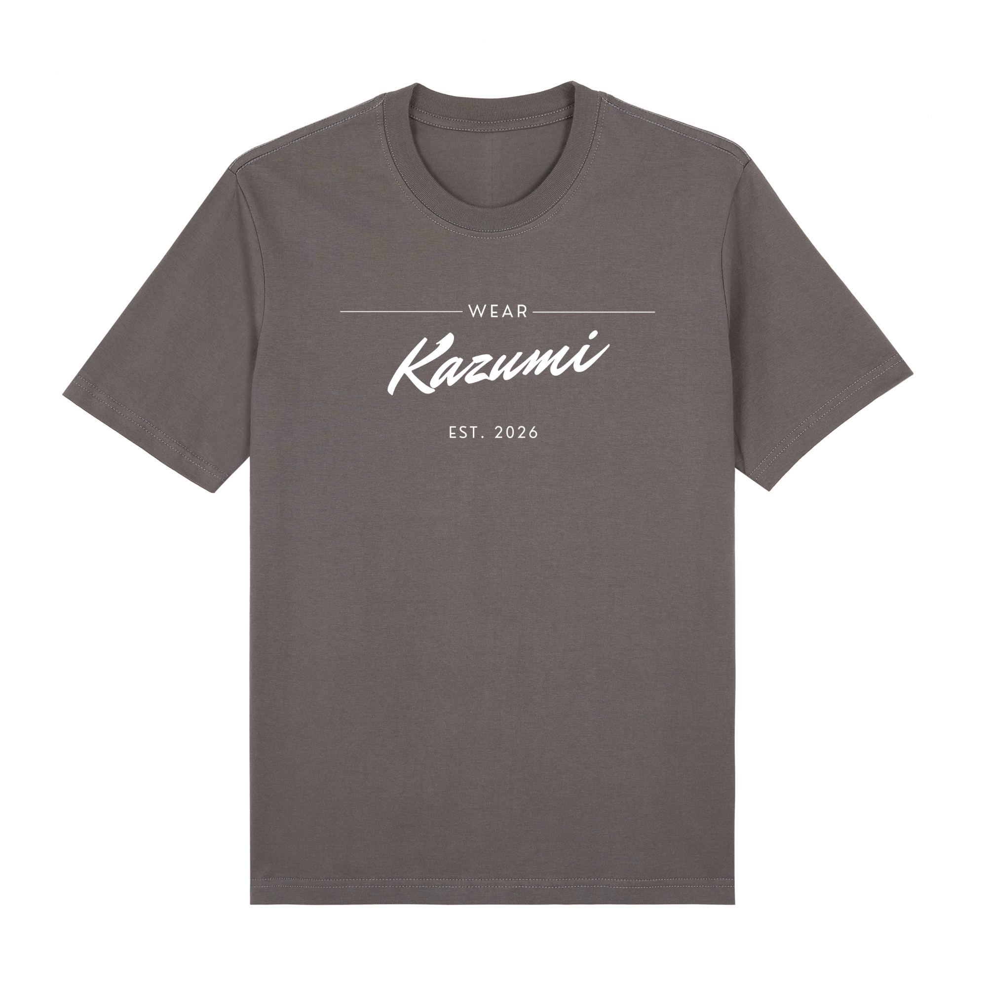 Minimalist Kazumi Premium T-Shirt — Gray Front | Wear Kazumi