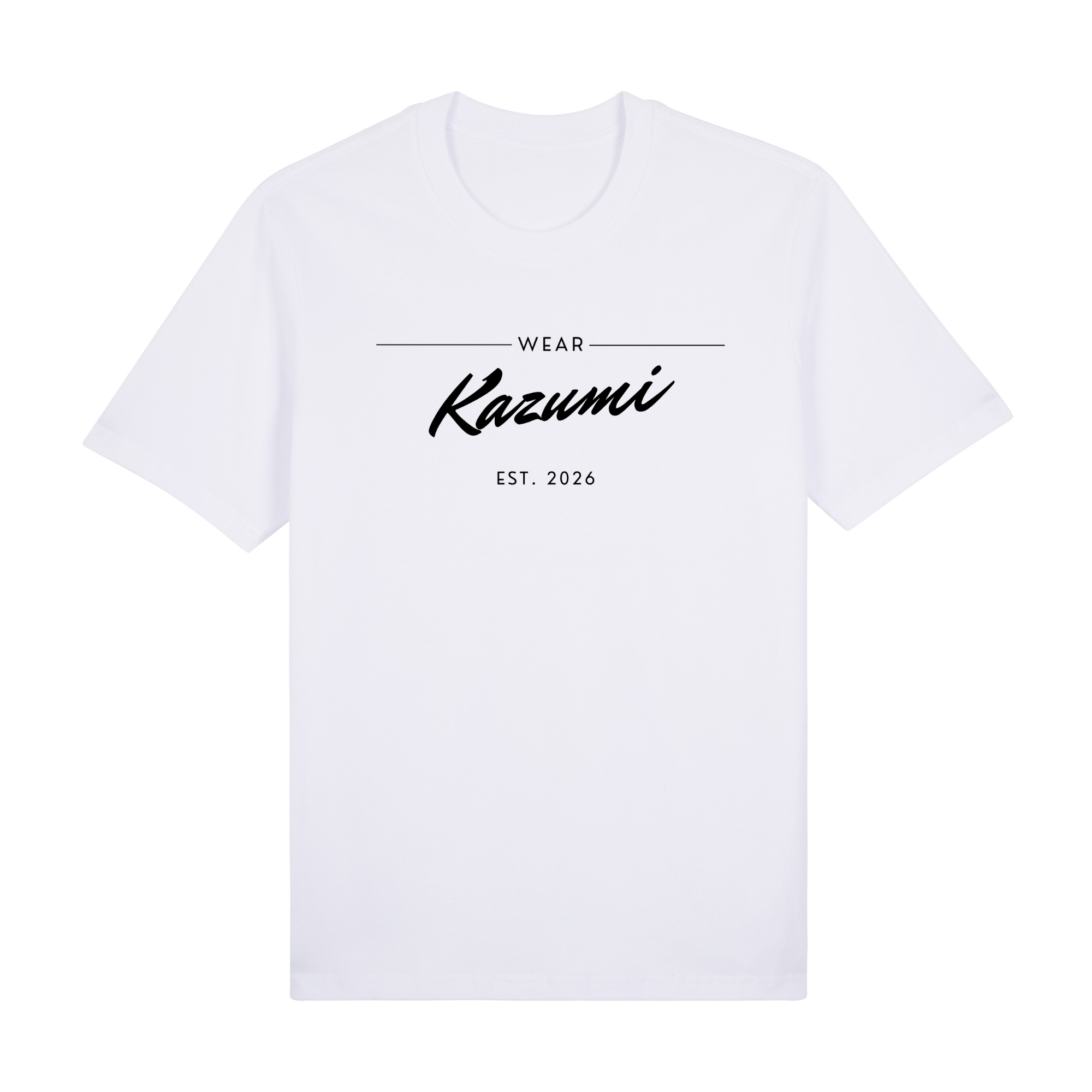 Minimalist Kazumi Premium T-Shirt — White Front | Wear Kazumi