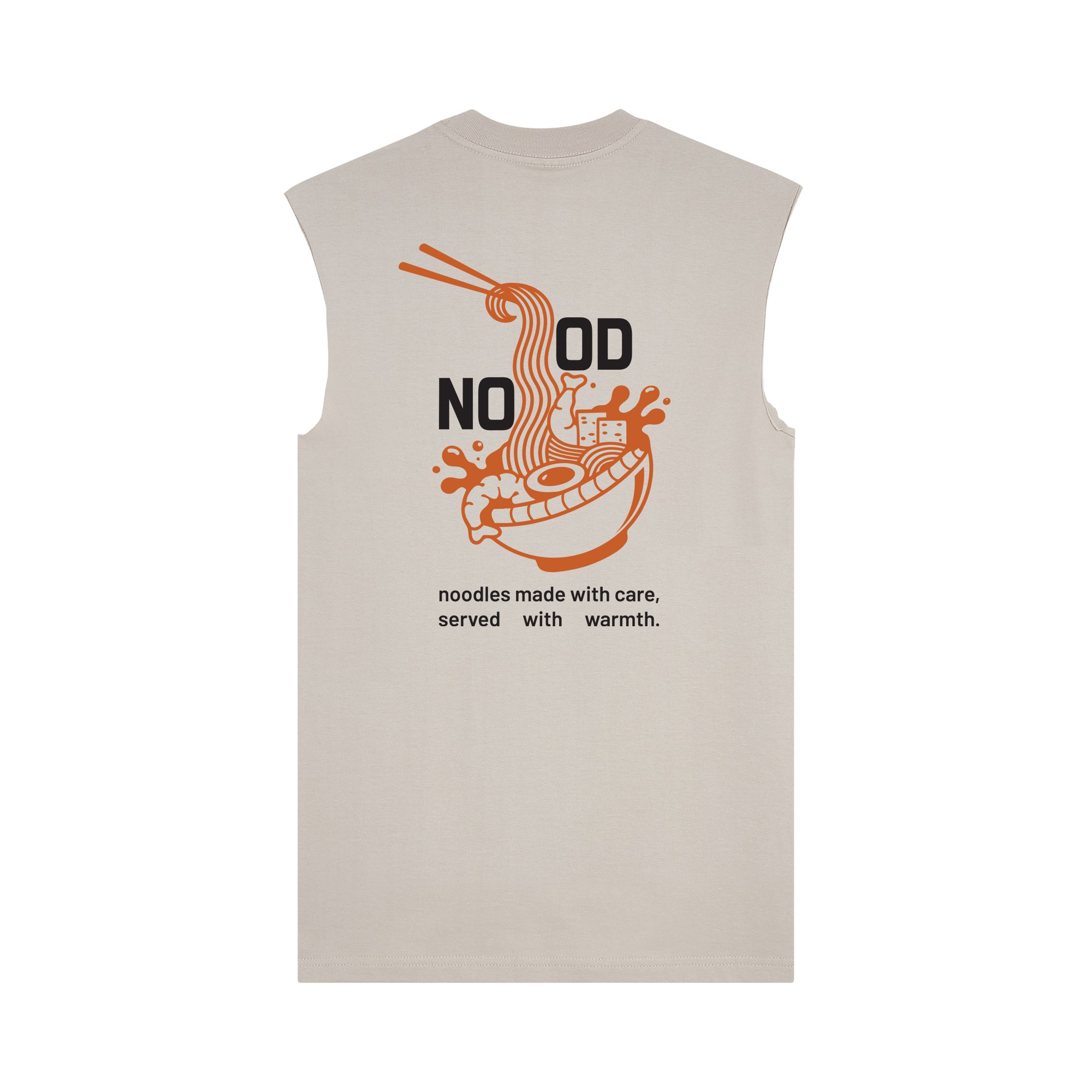 Noodles Muscle Tee — Oat Back | Wear Kazumi
