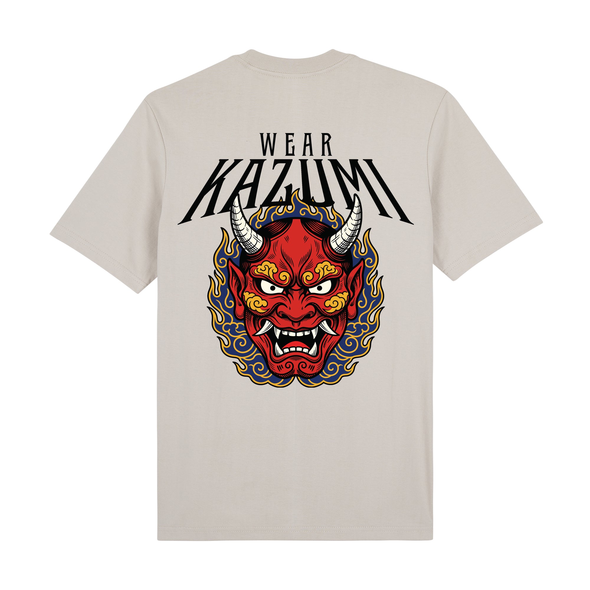 Oni Mask Premium T-Shirt — Beige Back | Wear Kazumi
