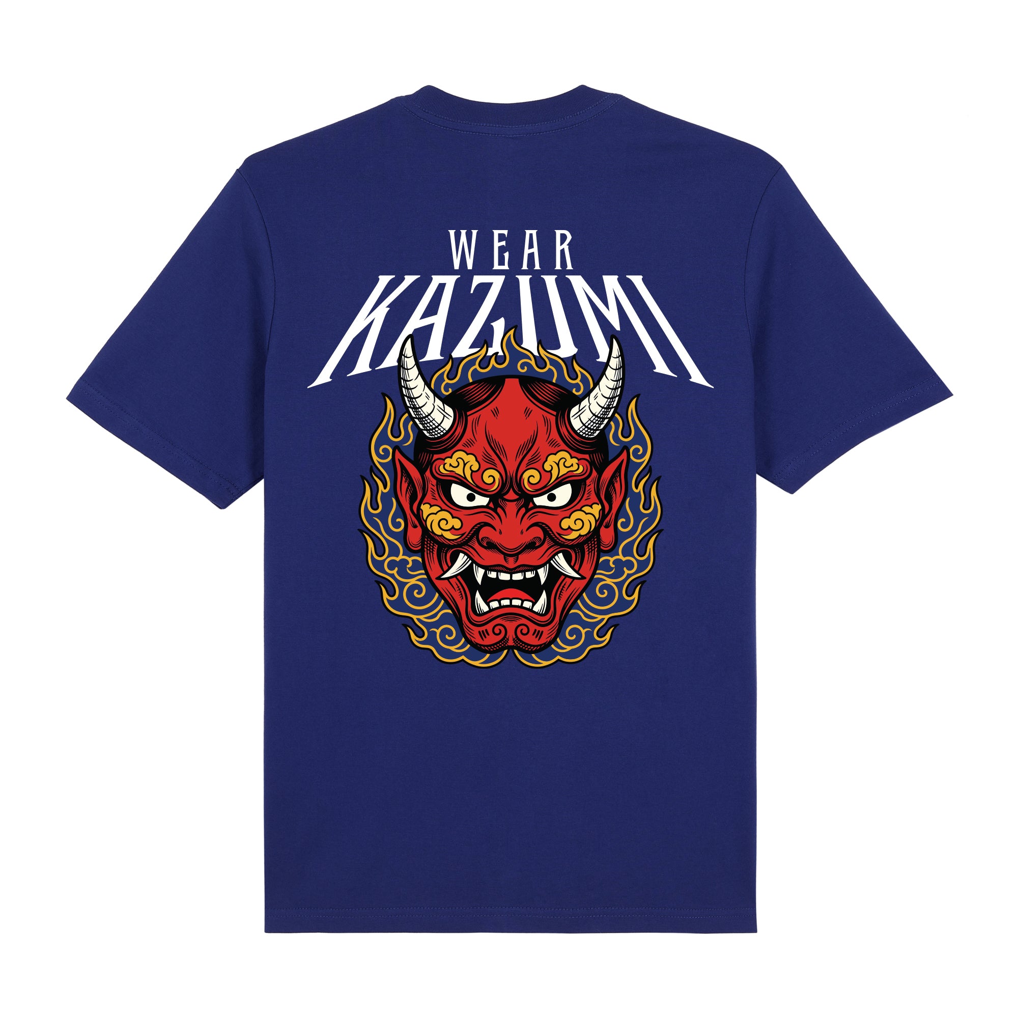 Oni Mask Premium T-Shirt — Blue Back | Wear Kazumi