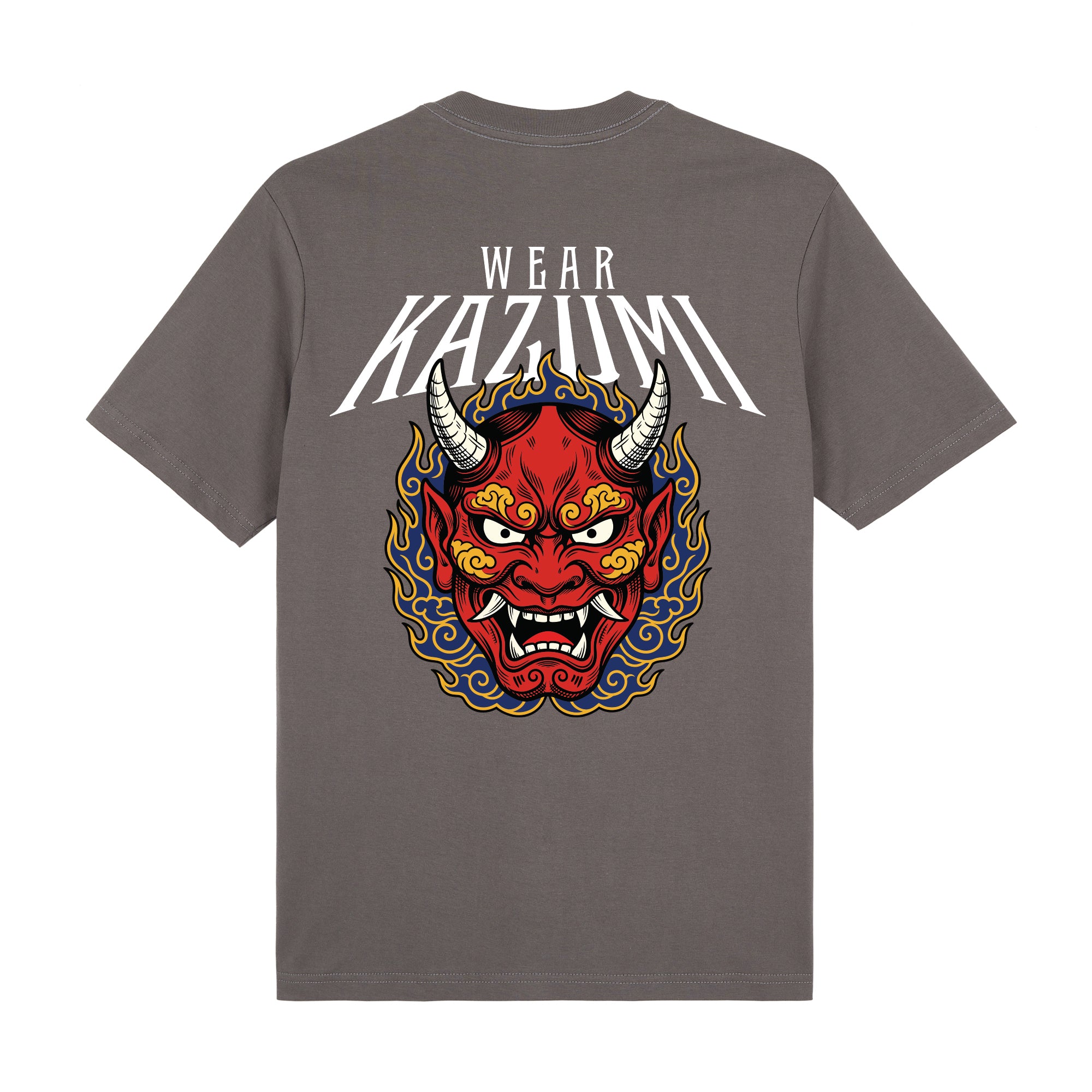 Oni Mask Premium T-Shirt — Gray Back | Wear Kazumi