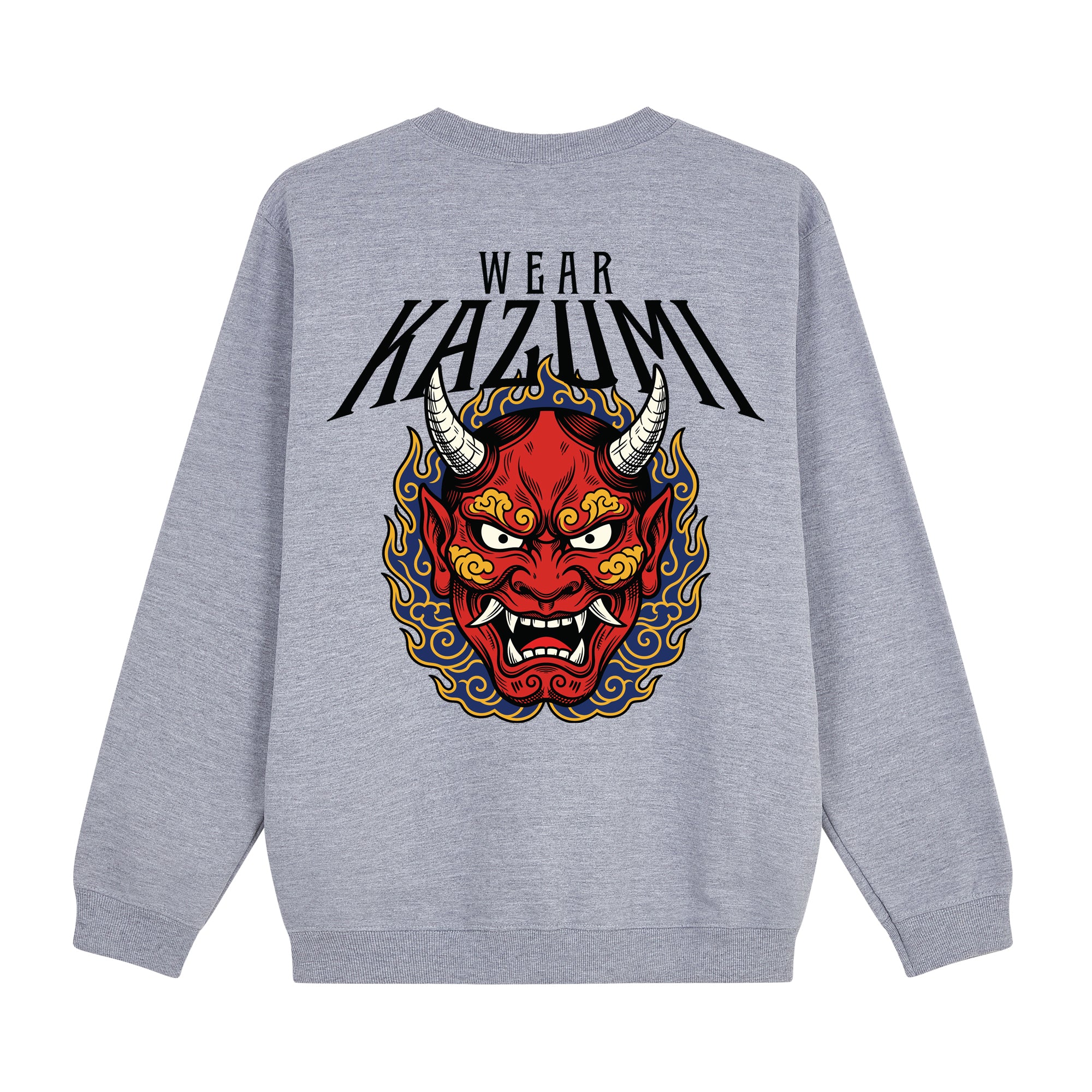 Oni Mask Sweatshirt — Gray Back | Wear Kazumi