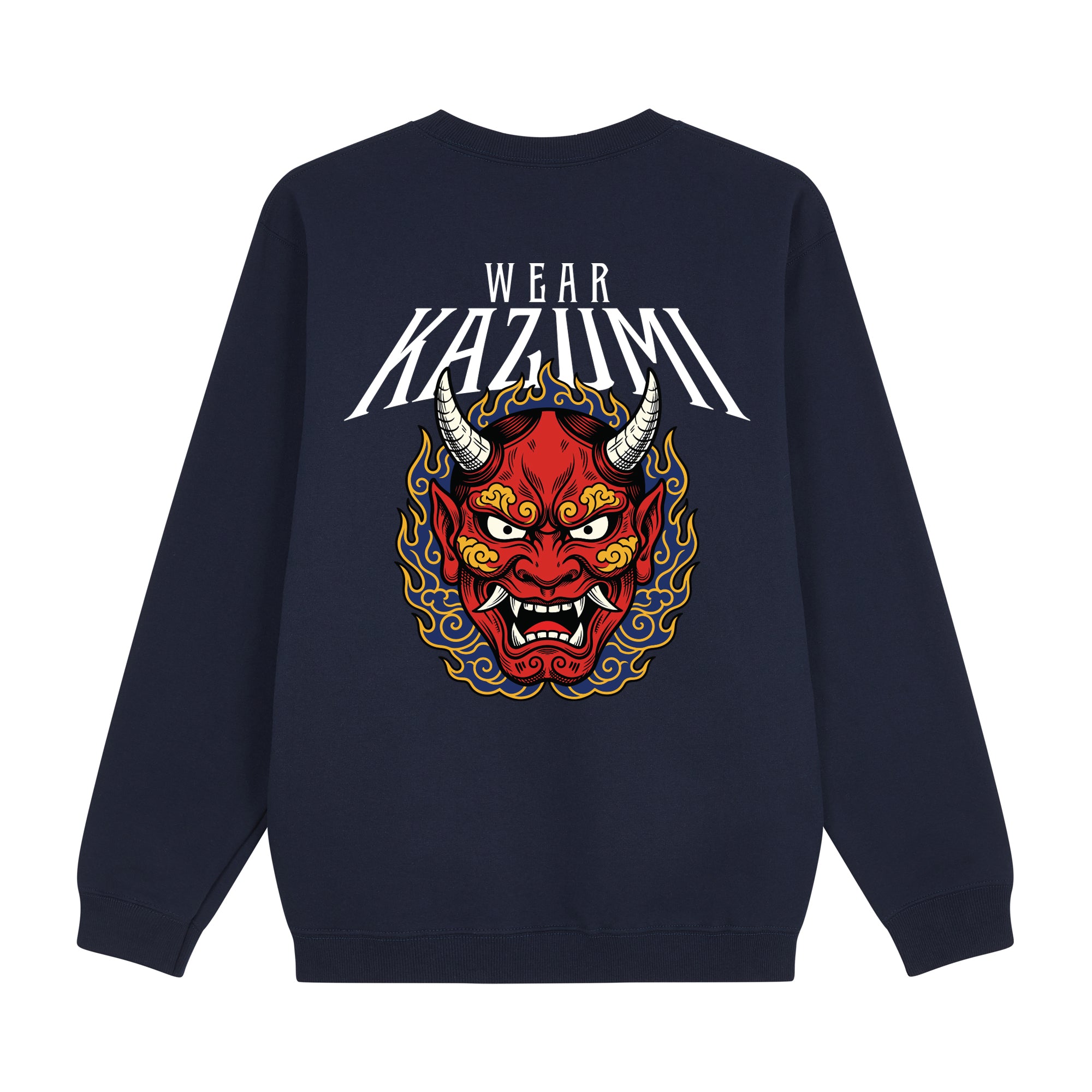 Oni Mask Sweatshirt — Navy Back | Wear Kazumi