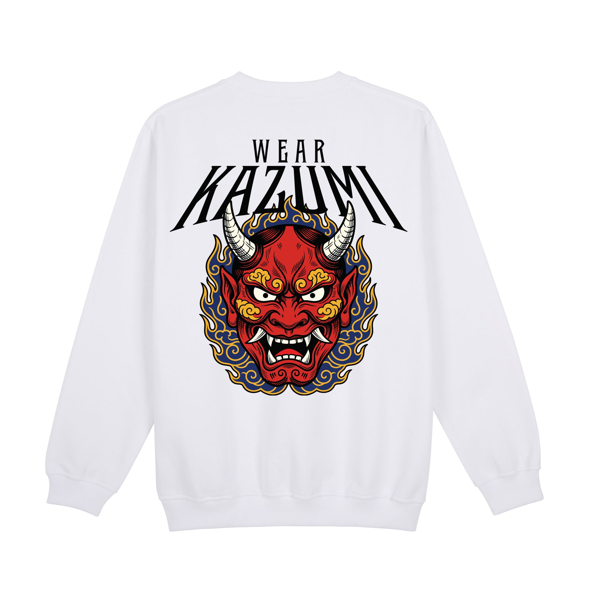 Oni Mask Sweatshirt — White Back | Wear Kazumi