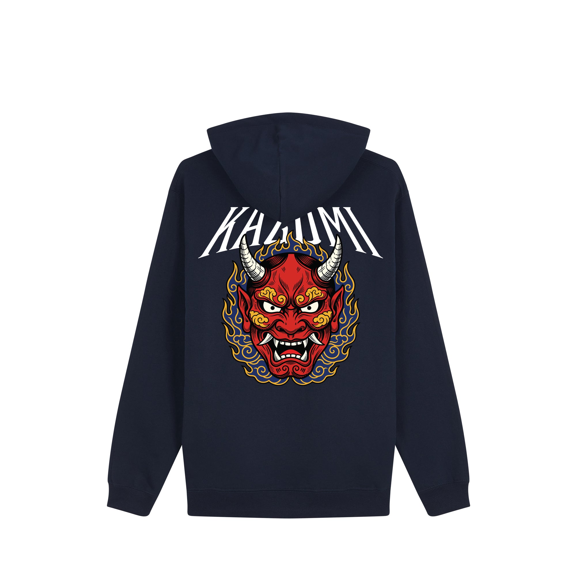 Oni Mask Hoodie — Navy Blue Back | Wear Kazumi