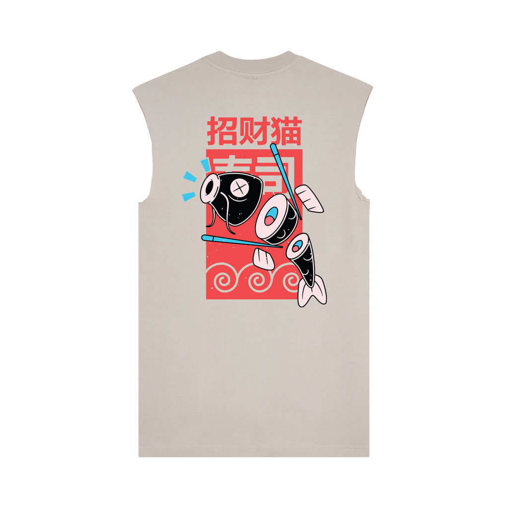 Sakana Muscle Tee — Oat Back | Wear Kazumi
